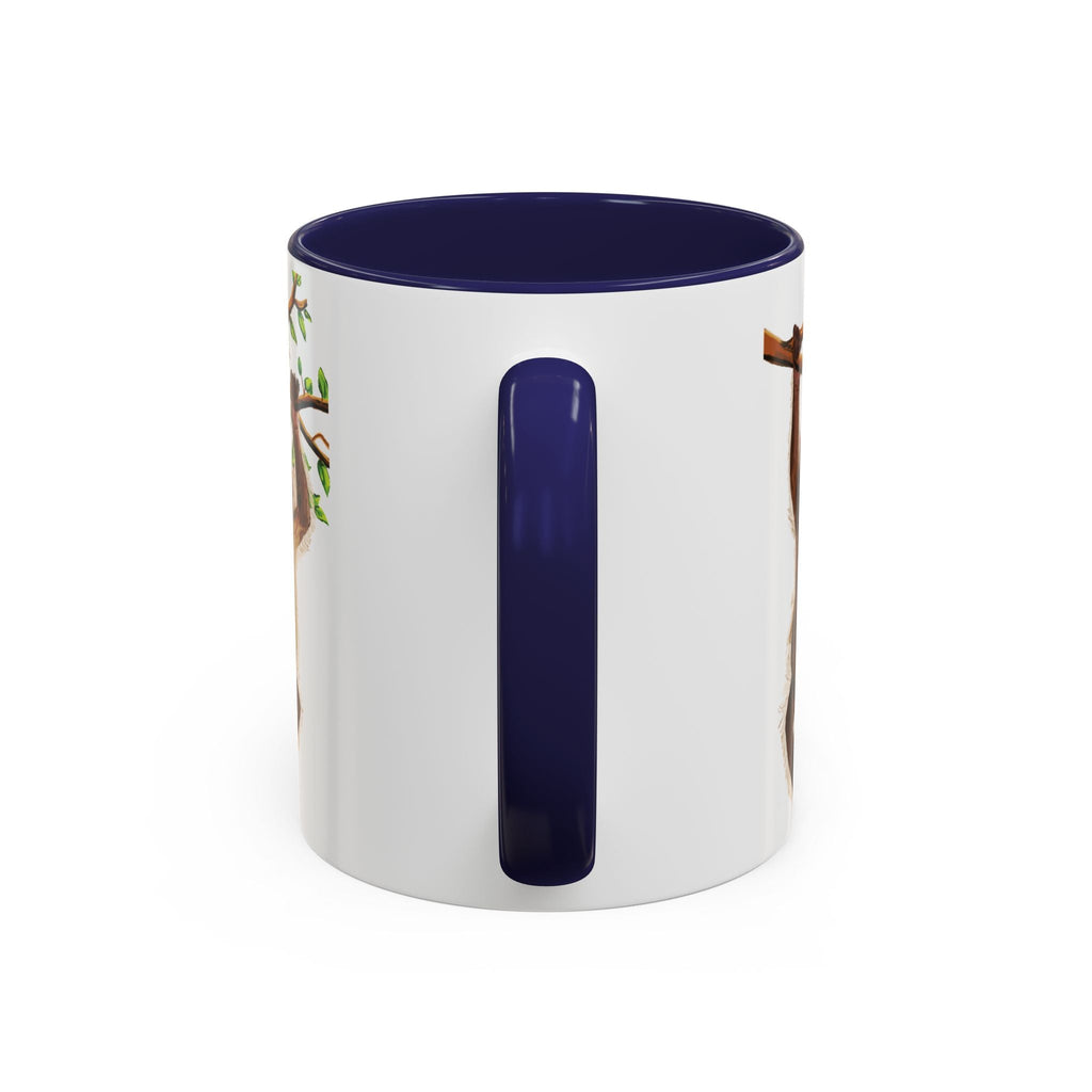 Playful Hanging Monkey Two Tone Ceramic Coffee Mugs - Blue Cava