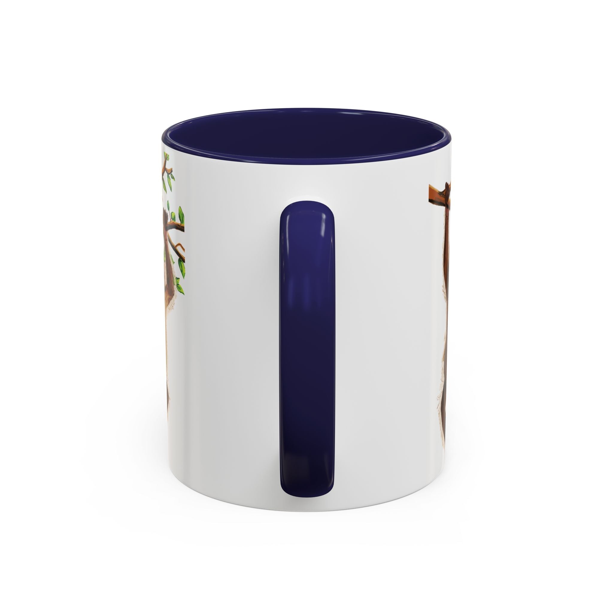 Playful Hanging Monkey Two Tone Ceramic Coffee Mugs - Blue Cava