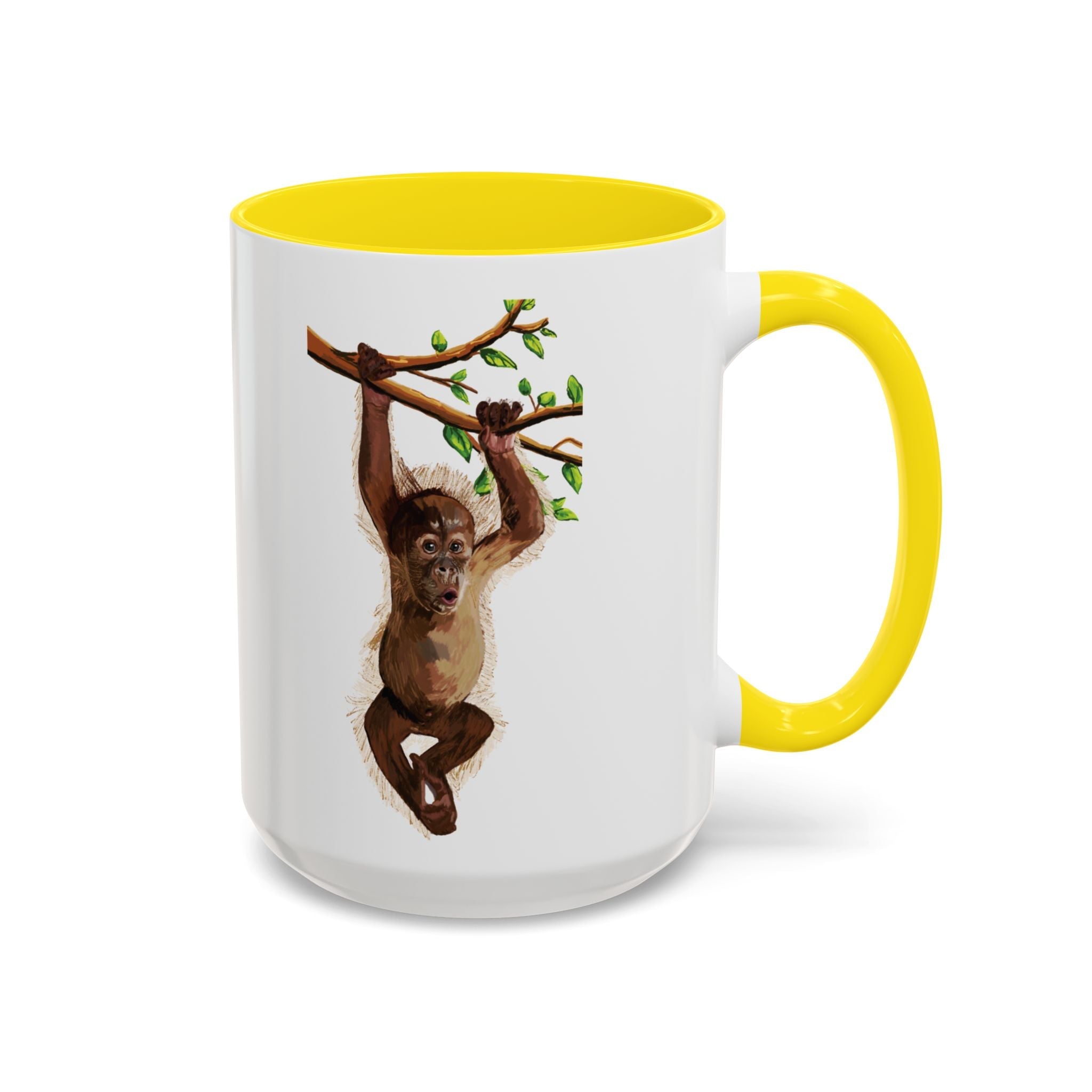 Playful Hanging Monkey Two Tone Ceramic Coffee Mugs - Blue Cava