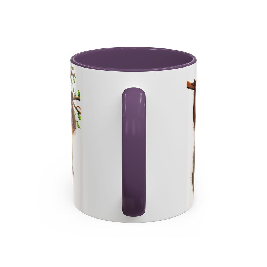 Playful Hanging Monkey Two Tone Ceramic Coffee Mugs - Blue Cava