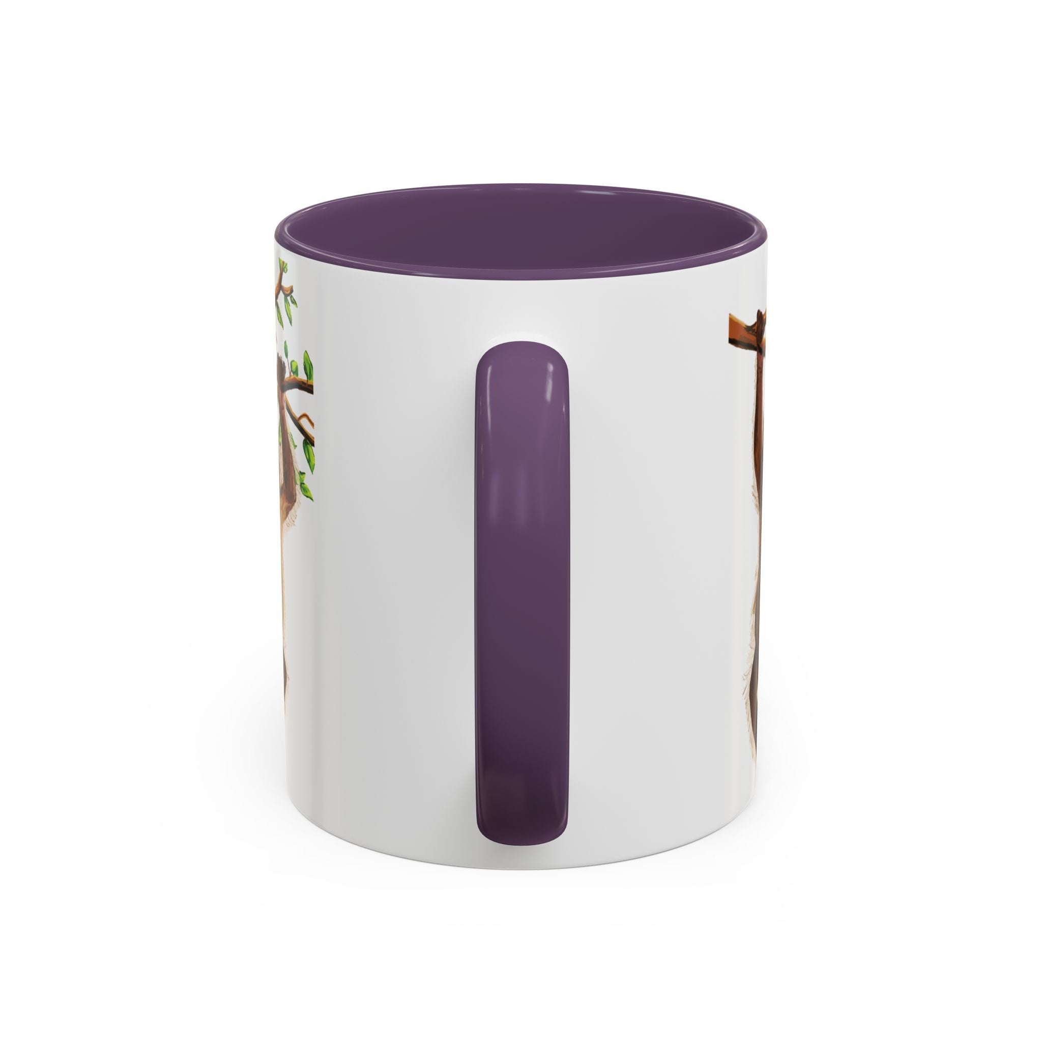 Playful Hanging Monkey Two Tone Ceramic Coffee Mugs - Blue Cava