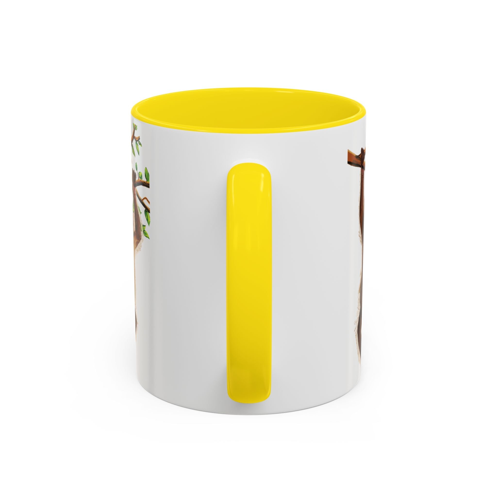 Playful Hanging Monkey Two Tone Ceramic Coffee Mugs - Blue Cava