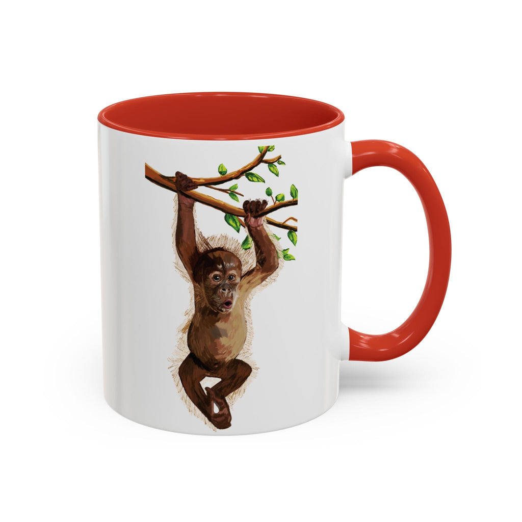 Playful Hanging Monkey Two Tone Ceramic Coffee Mugs - Blue Cava