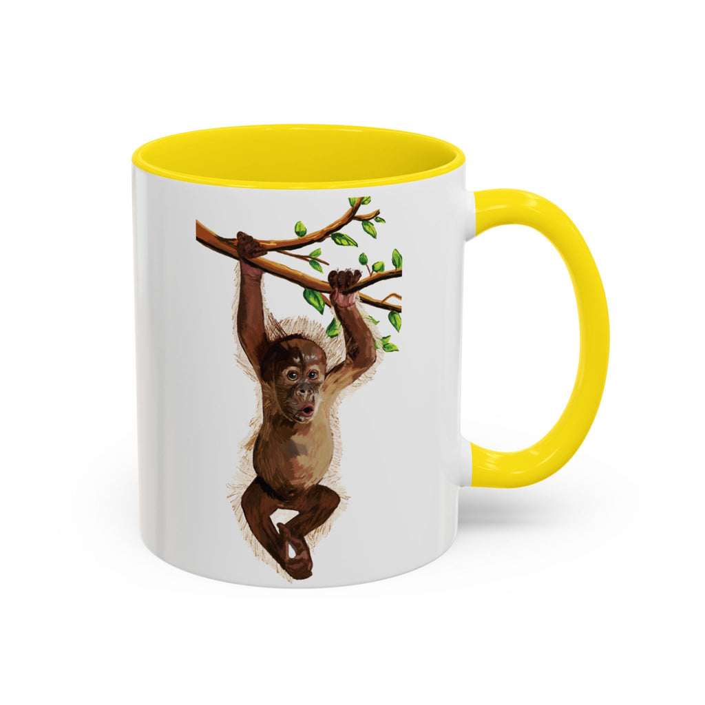 Playful Hanging Monkey Two Tone Ceramic Coffee Mugs - Blue Cava