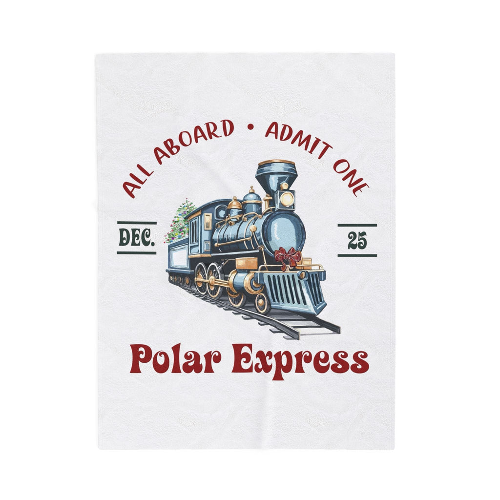 Polar Express Train Ticket Christmas Plush Throw Blanket - Blue Cava