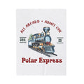 Polar Express Train Ticket Christmas Plush Throw Blanket - Blue Cava