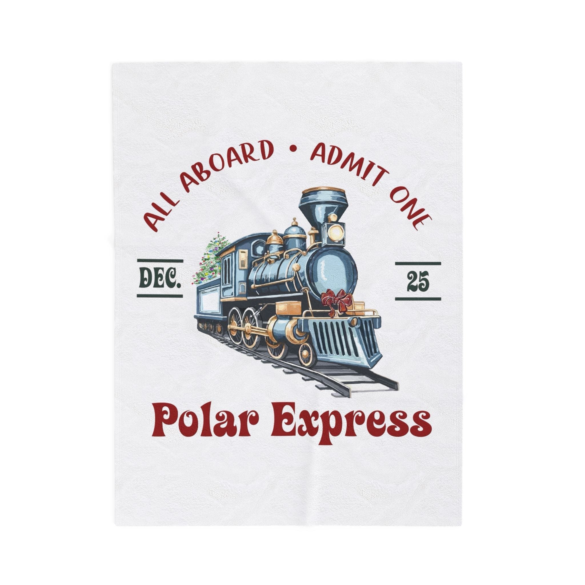Polar Express Train Ticket Christmas Plush Throw Blanket - Blue Cava