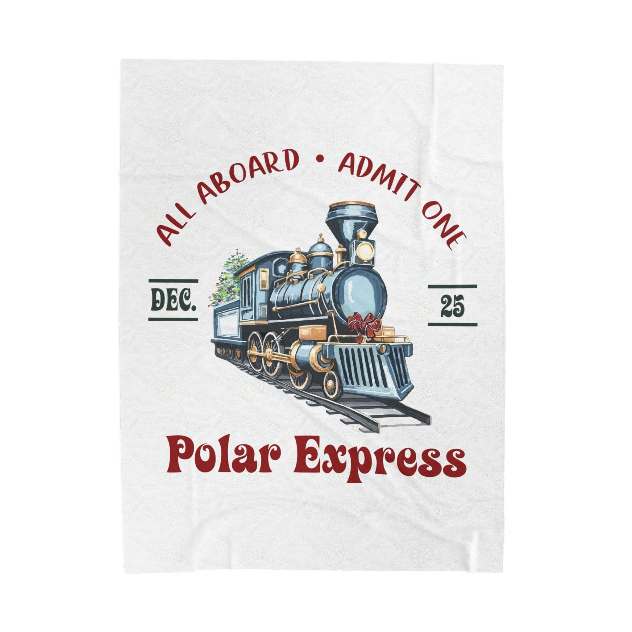 Polar Express Train Ticket Christmas Plush Throw Blanket - Blue Cava