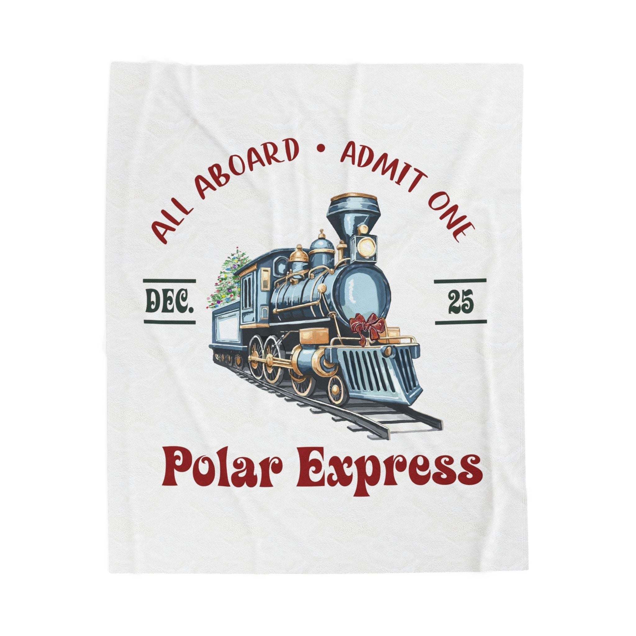 Polar Express Train Ticket Christmas Plush Throw Blanket - Blue Cava
