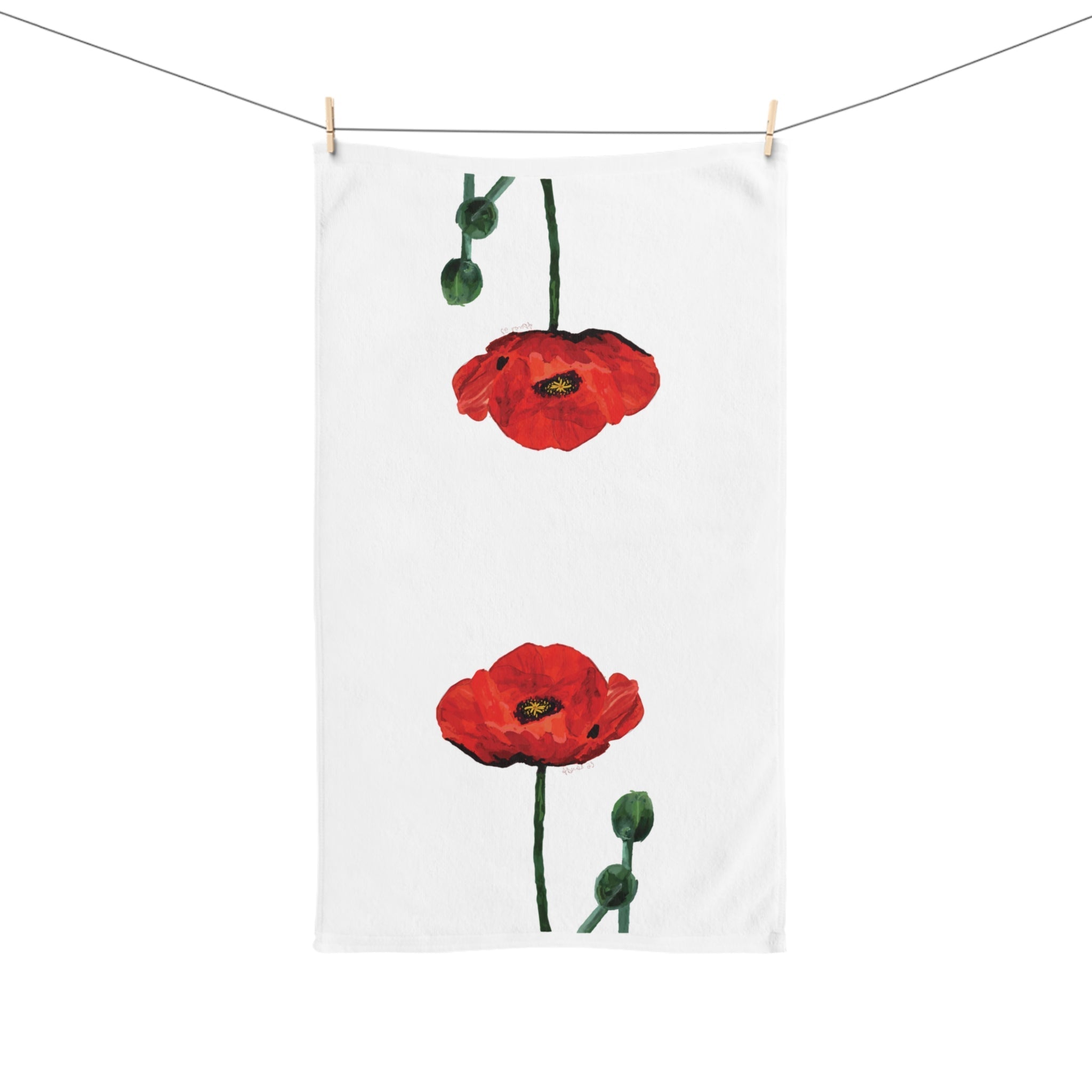 Poppy Cotton Hand Towel - Blue Cava