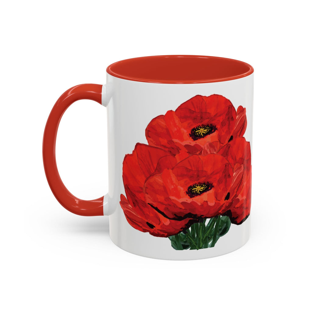 Poppy Floral Two Tone Ceramic Coffee Mugs - Blue Cava