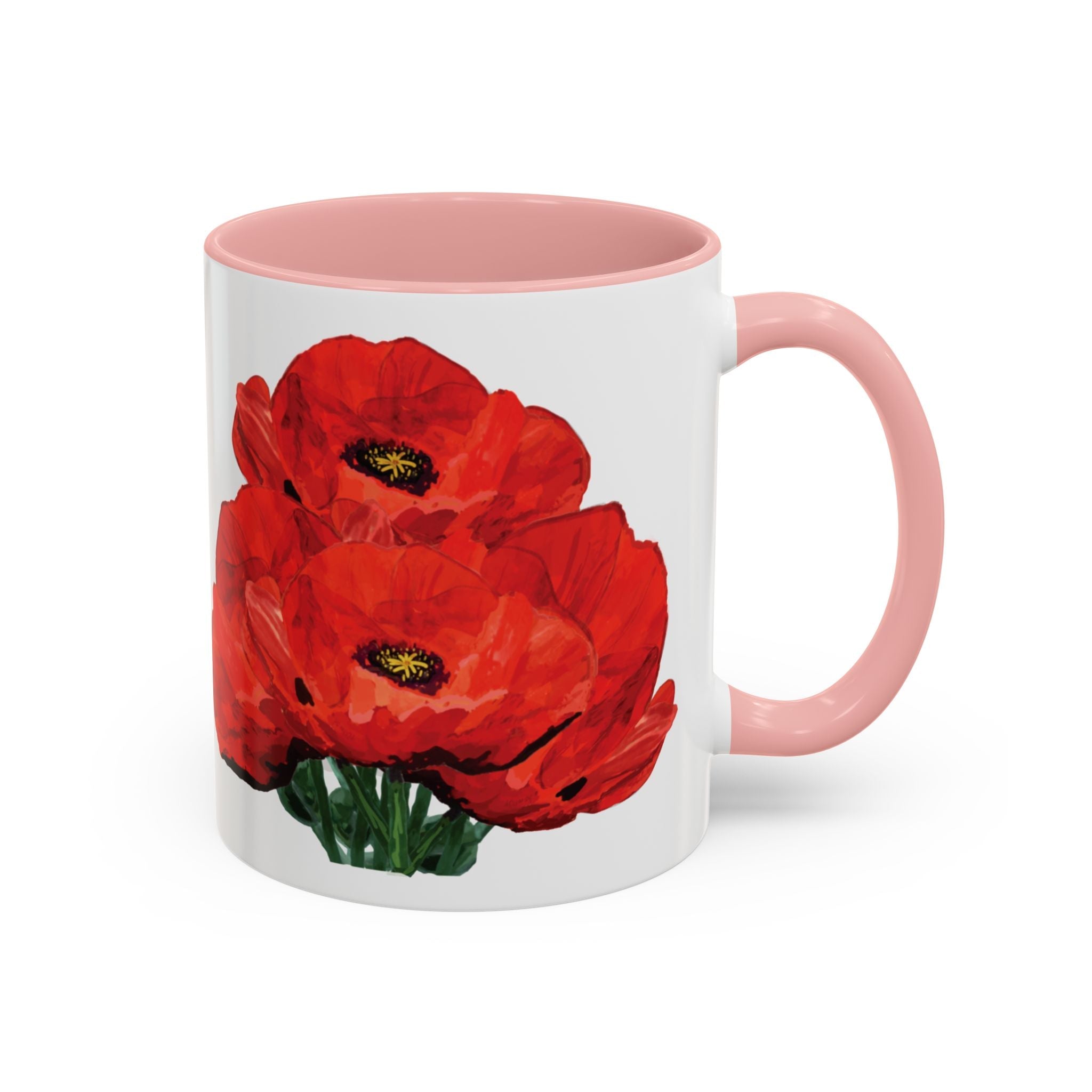 Poppy Floral Two Tone Ceramic Coffee Mugs - Blue Cava