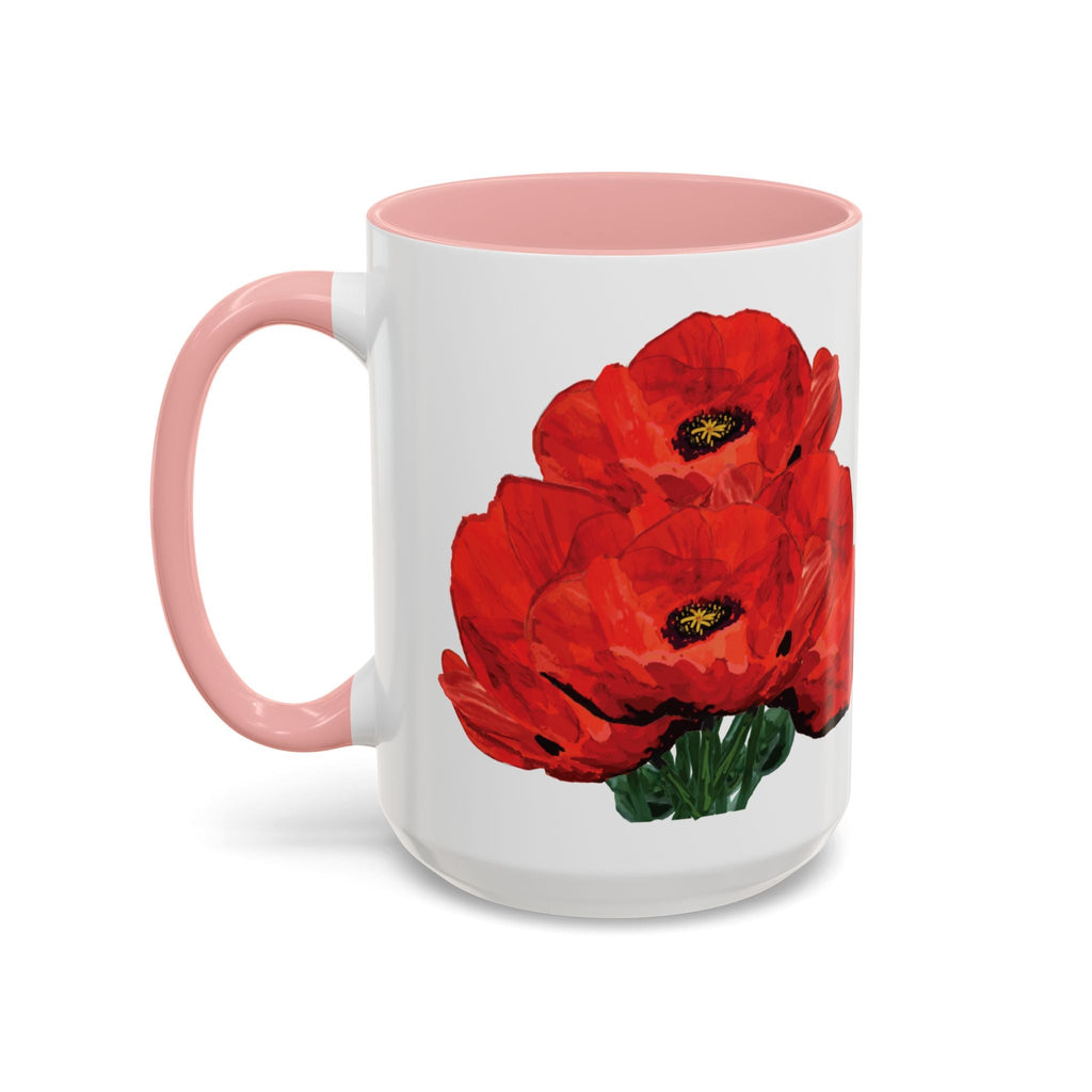Poppy Floral Two Tone Ceramic Coffee Mugs - Blue Cava