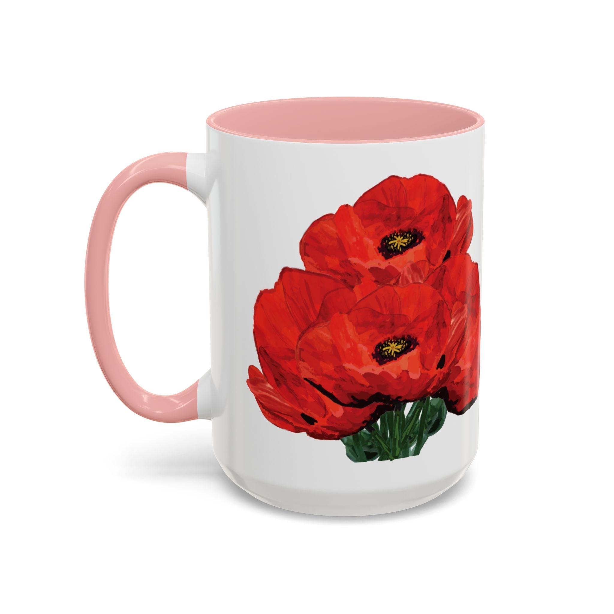 Poppy Floral Two Tone Ceramic Coffee Mugs - Blue Cava