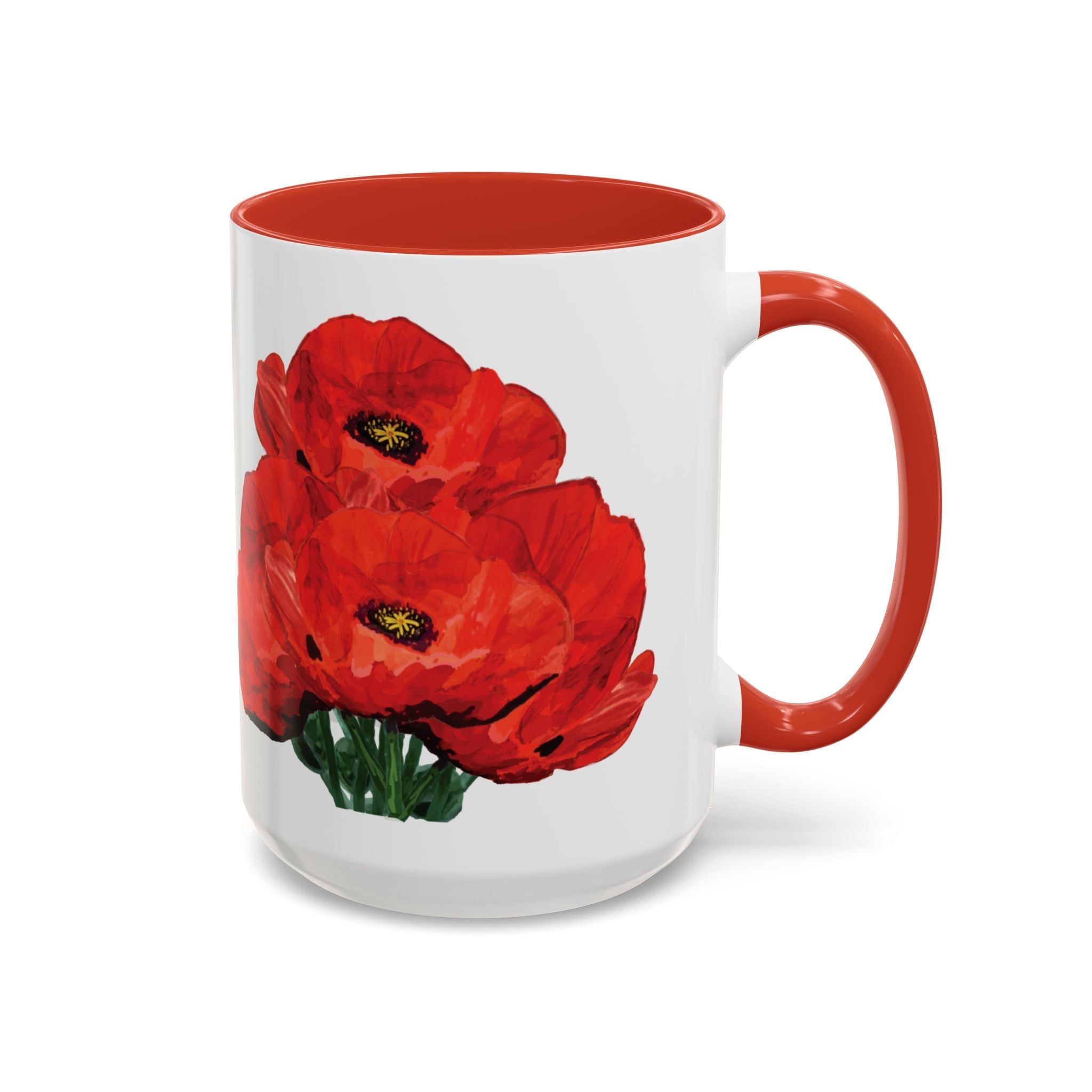 Poppy Floral Two Tone Ceramic Coffee Mugs - Blue Cava