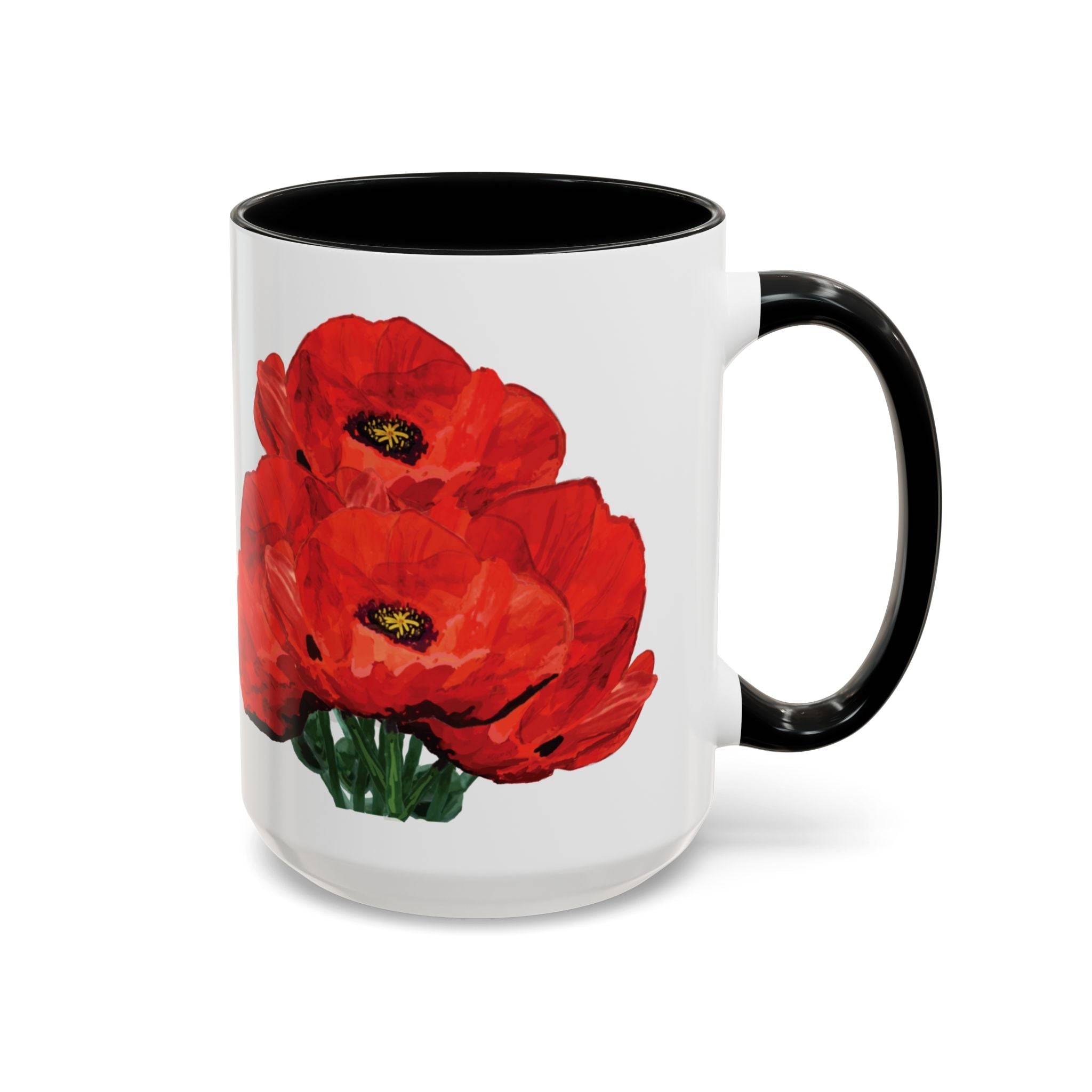 Poppy Floral Two Tone Ceramic Coffee Mugs - Blue Cava