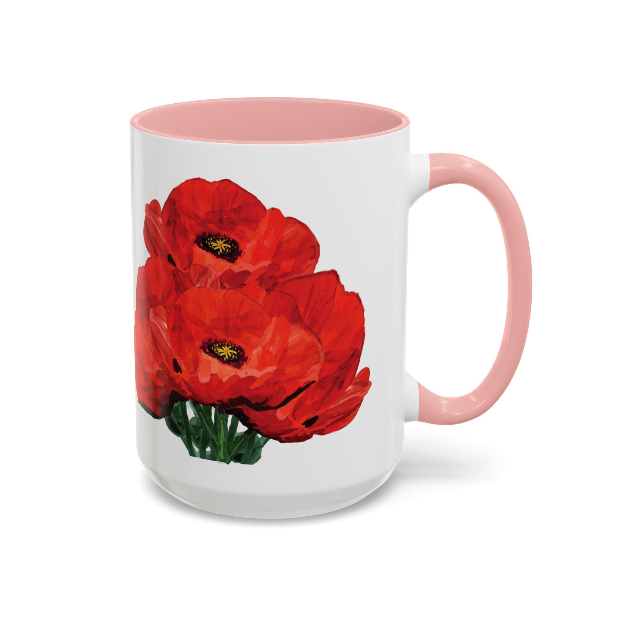Poppy Floral Two Tone Ceramic Coffee Mugs - Blue Cava