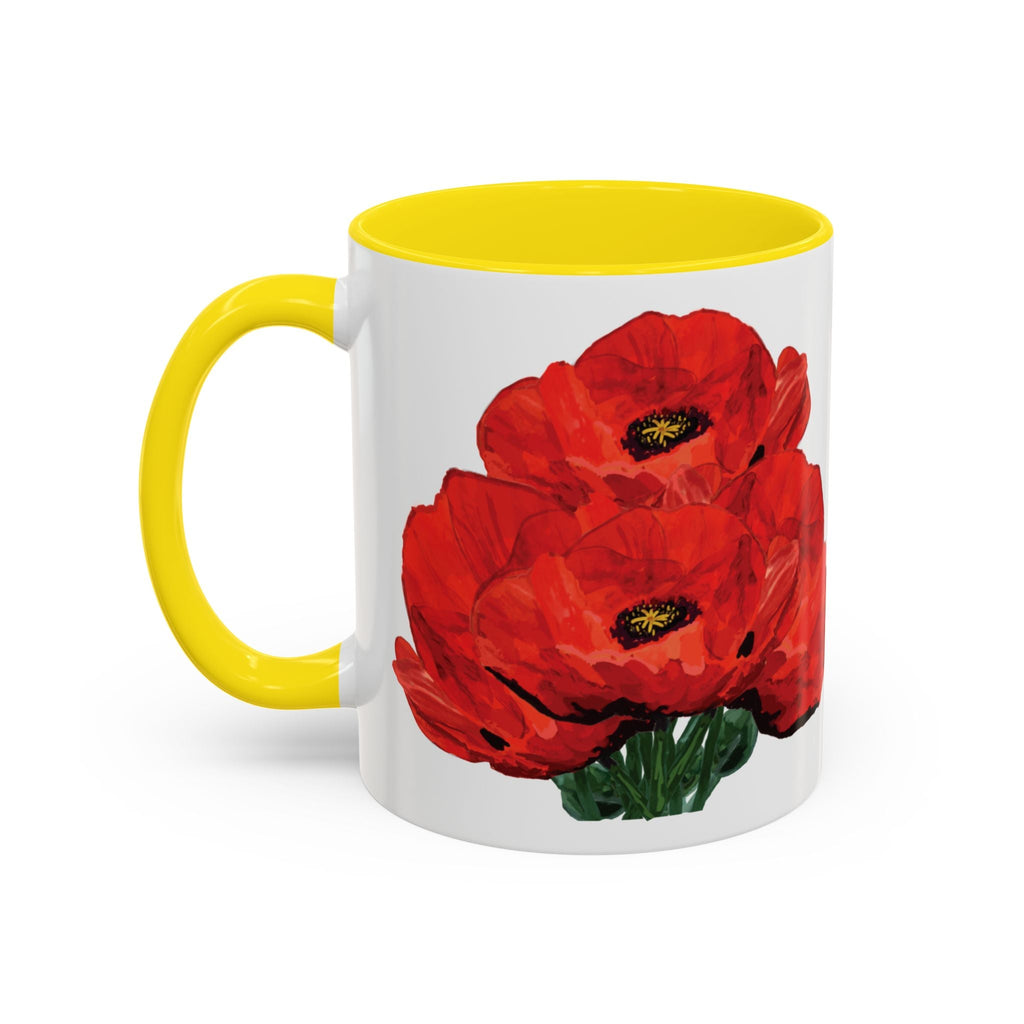 Poppy Floral Two Tone Ceramic Coffee Mugs - Blue Cava
