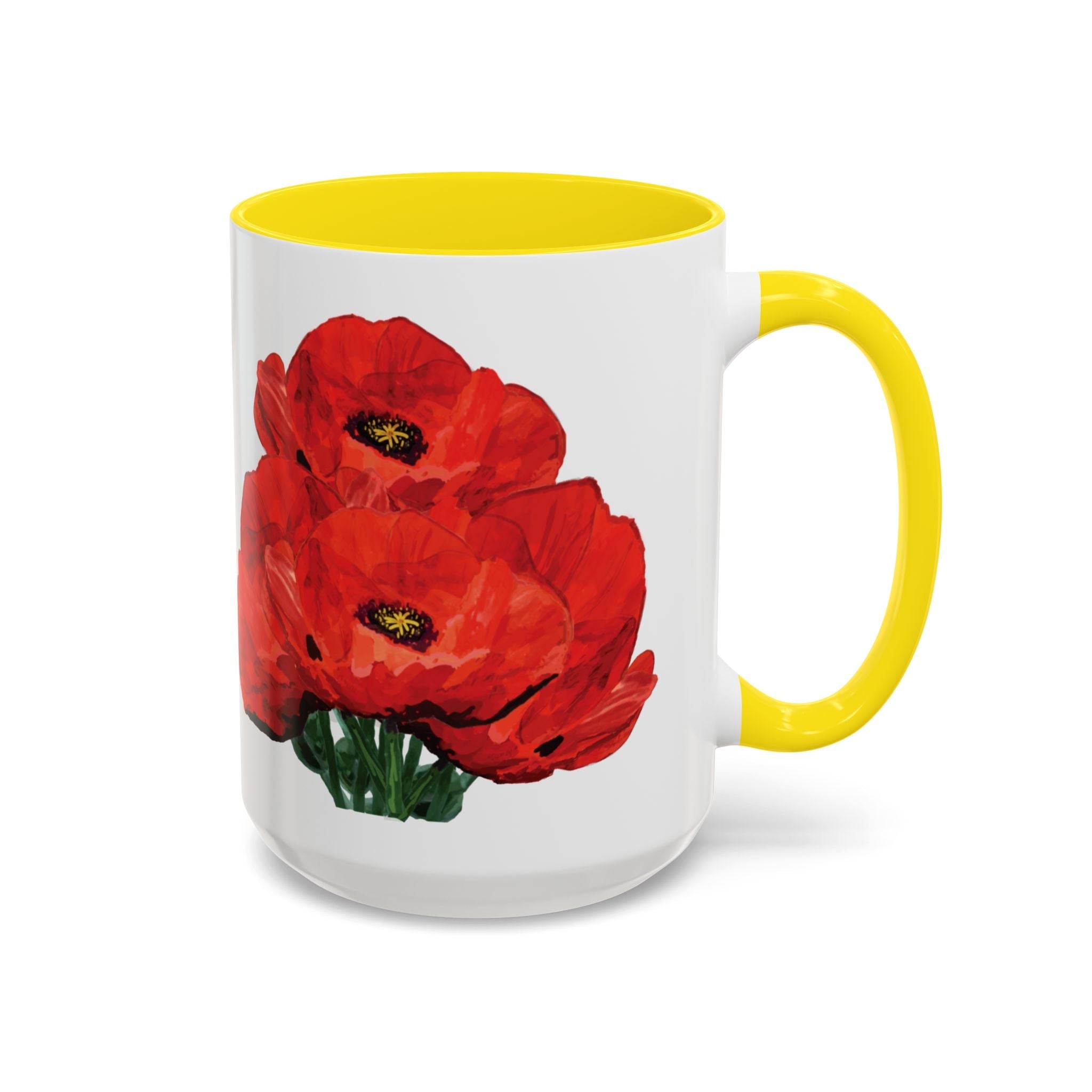 Poppy Floral Two Tone Ceramic Coffee Mugs - Blue Cava