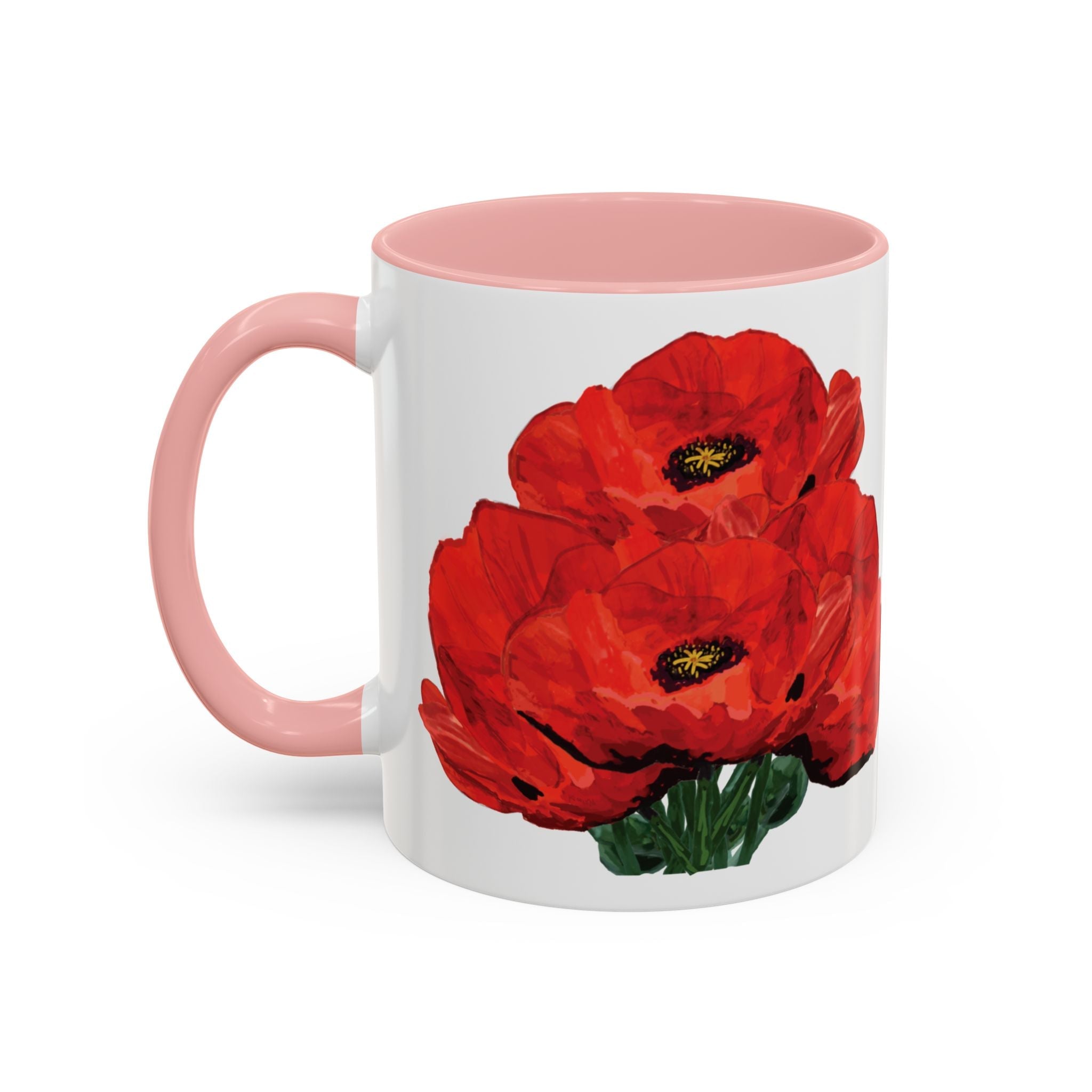 Poppy Floral Two Tone Ceramic Coffee Mugs - Blue Cava