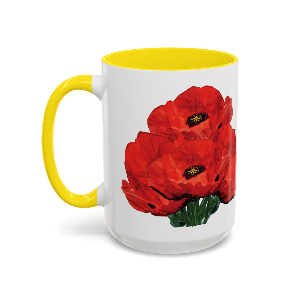 Poppy Floral Two Tone Ceramic Coffee Mugs - Blue Cava