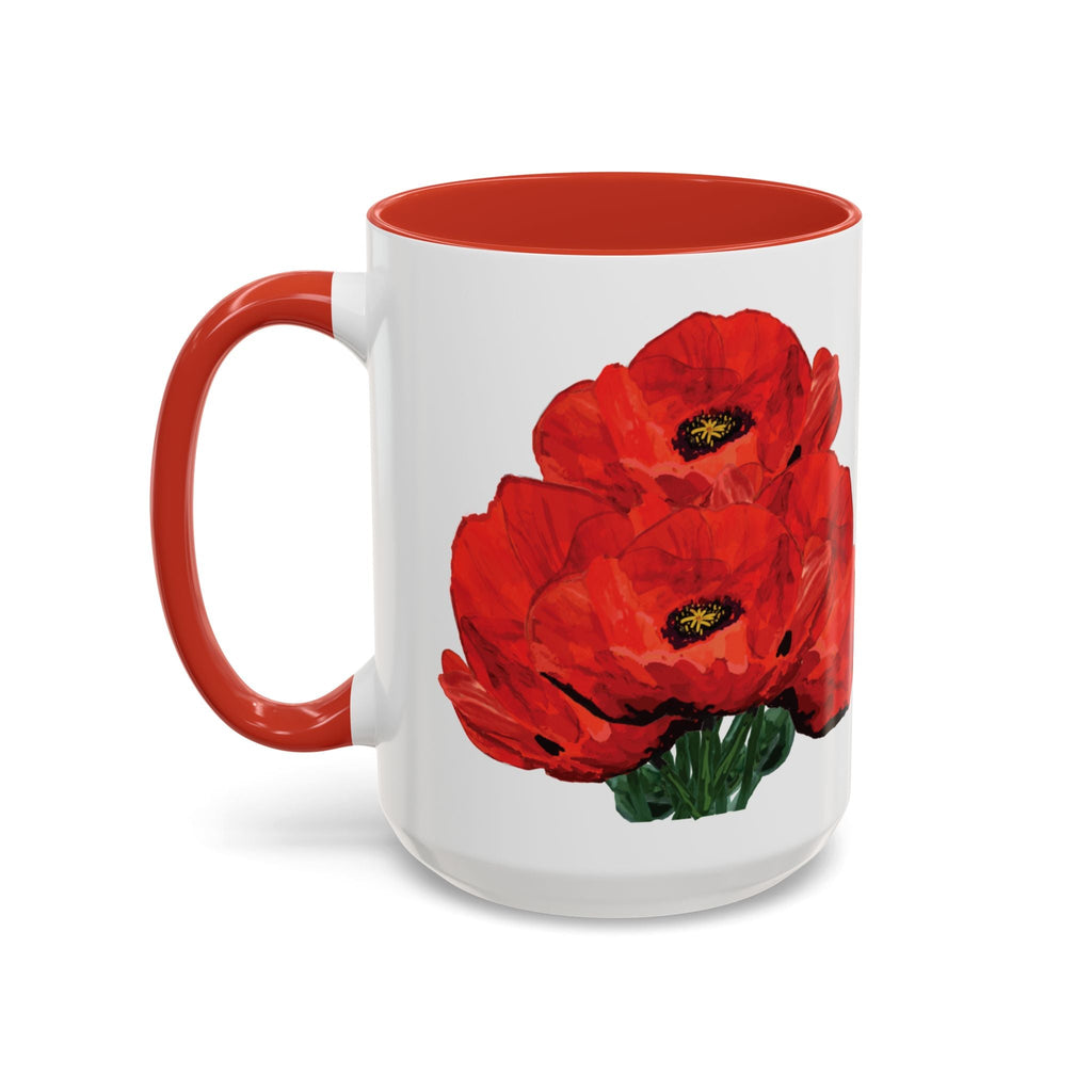 Poppy Floral Two Tone Ceramic Coffee Mugs - Blue Cava