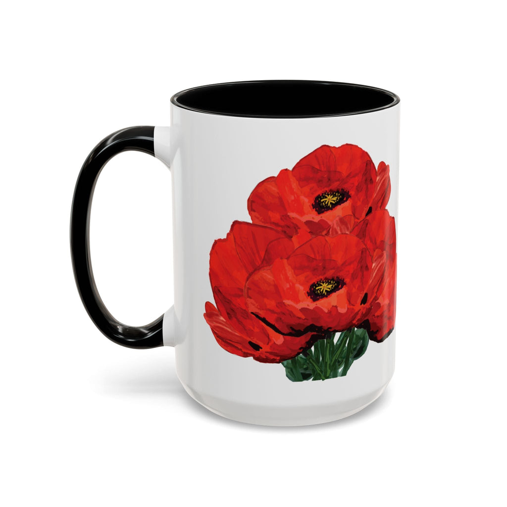 Poppy Floral Two Tone Ceramic Coffee Mugs - Blue Cava