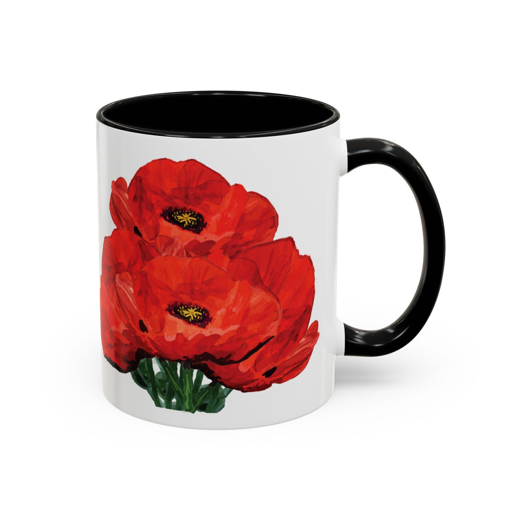 Poppy Floral Two Tone Ceramic Coffee Mugs - Blue Cava