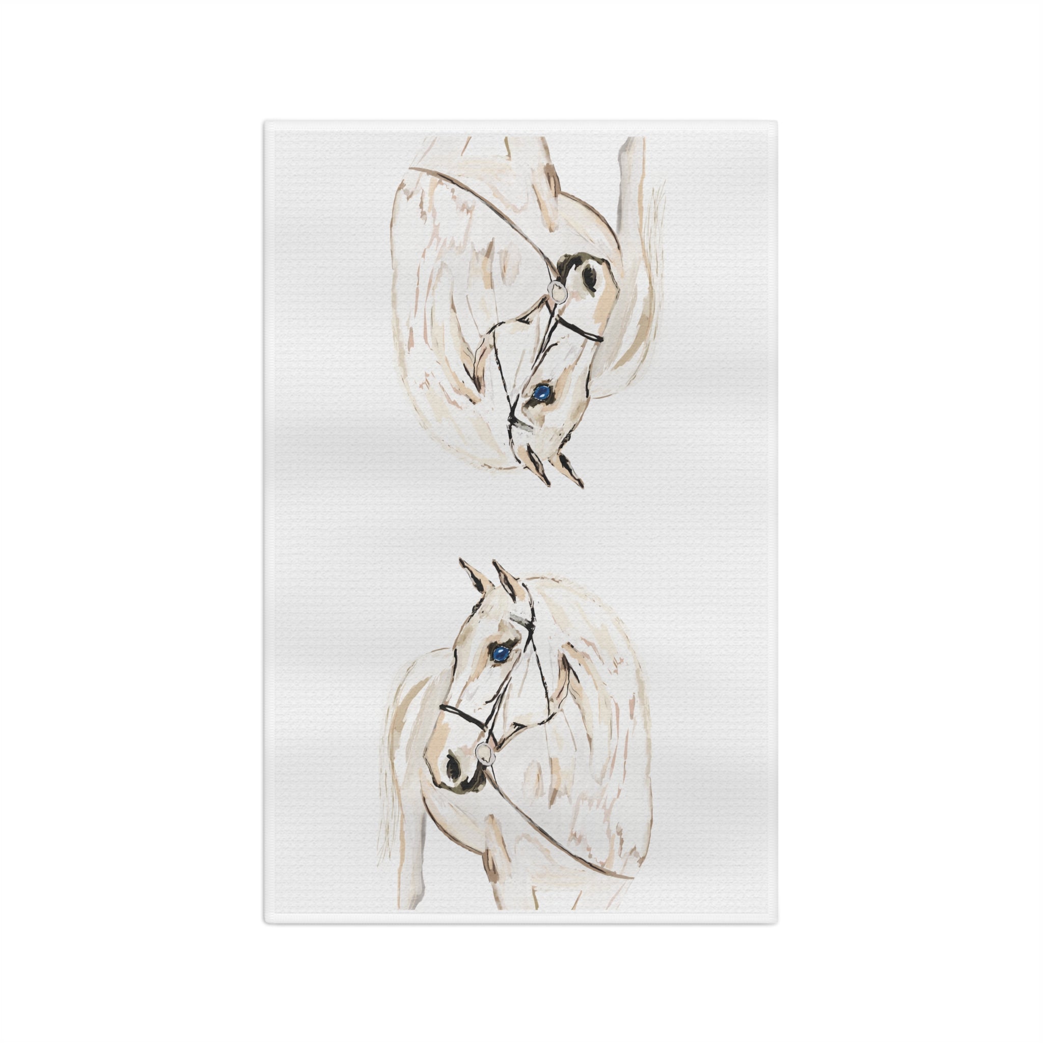 “Raine” White Horse Microfiber Waffle Kitchen Towel - Blue Cava