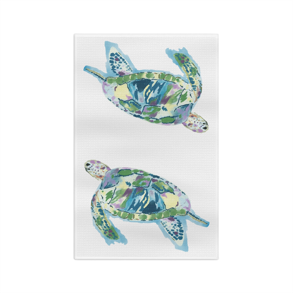 “Ranger” Sea Turtle Microfiber Waffle Kitchen Towel - Blue Cava