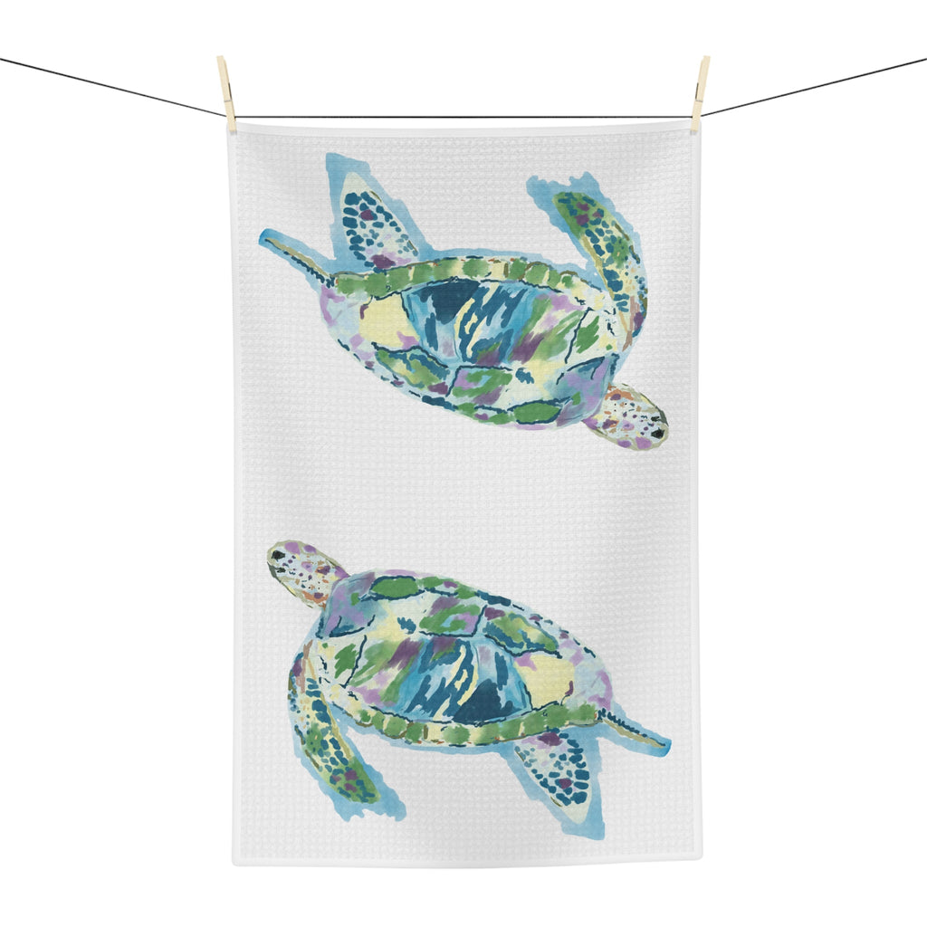 “Ranger” Sea Turtle Microfiber Waffle Kitchen Towel - Blue Cava