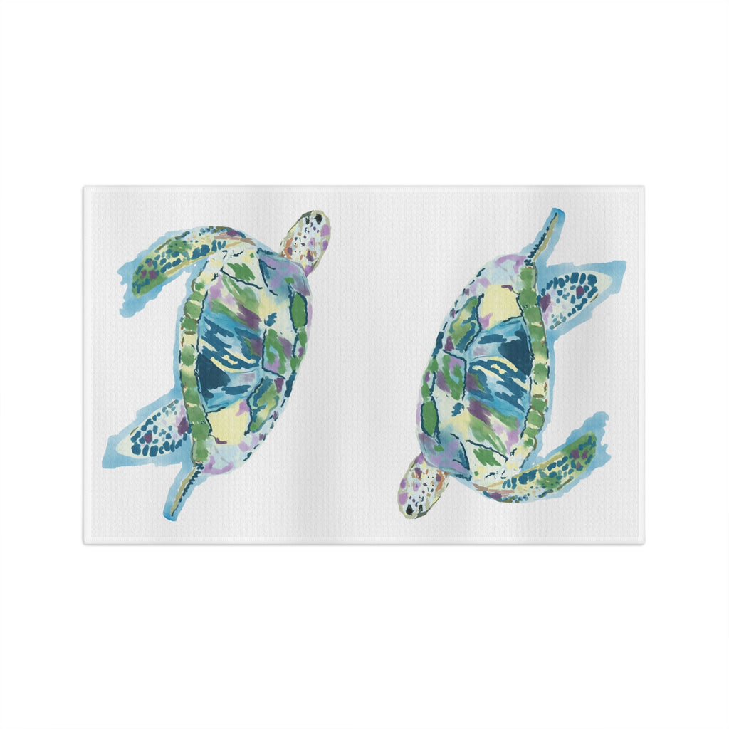“Ranger” Sea Turtle Microfiber Waffle Kitchen Towel - Blue Cava