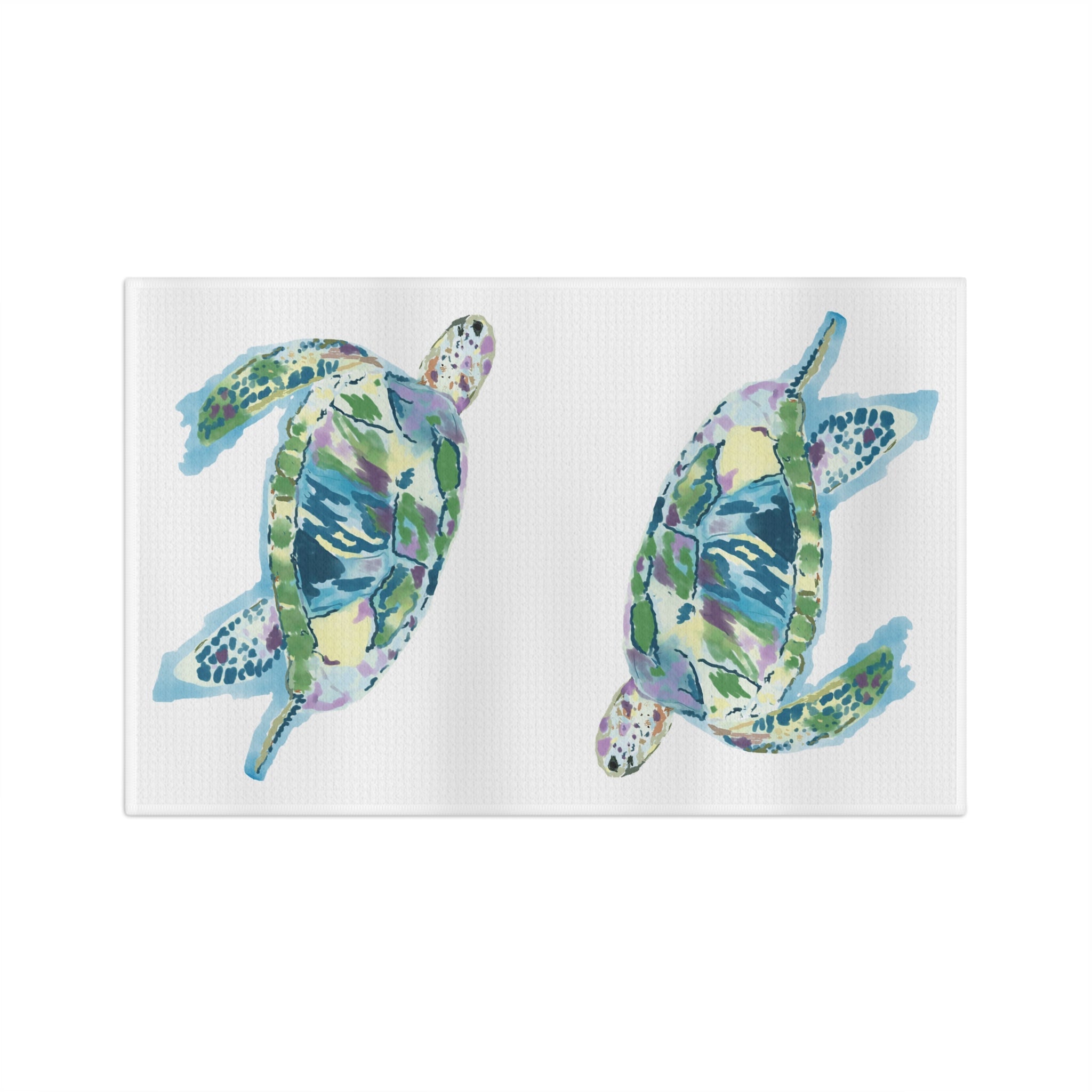“Ranger” Sea Turtle Microfiber Waffle Kitchen Towel - Blue Cava