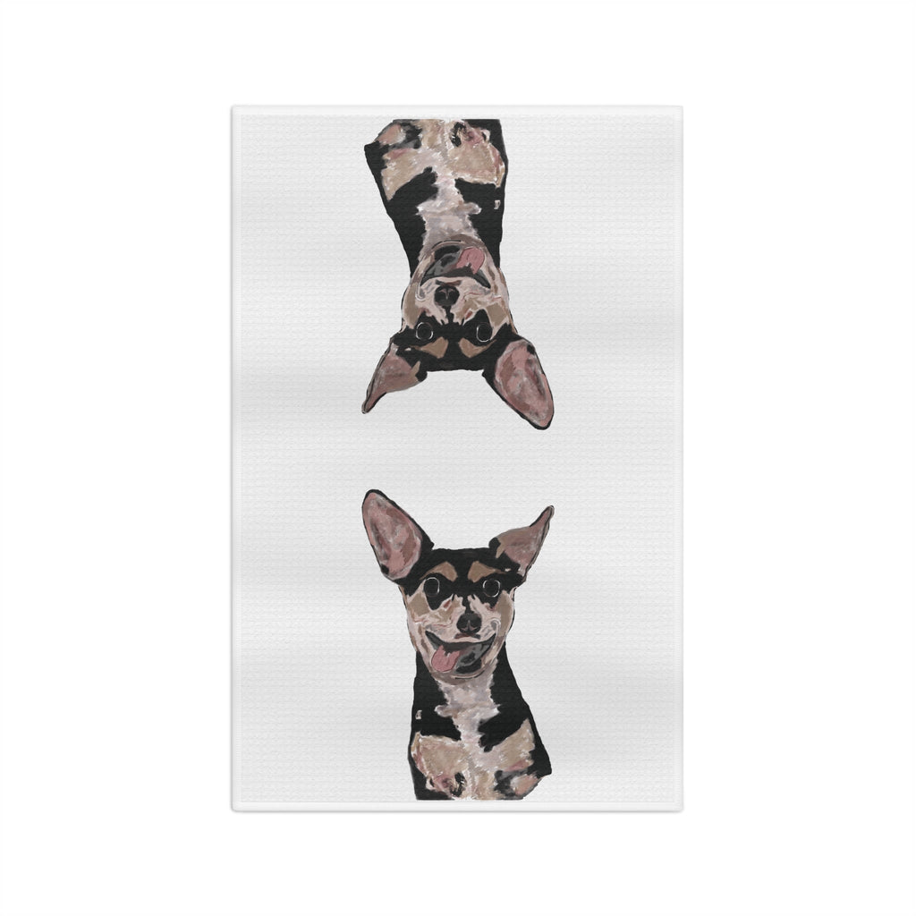 Rascal Chihuahua Microfiber Waffle Kitchen Towel - Blue Cava