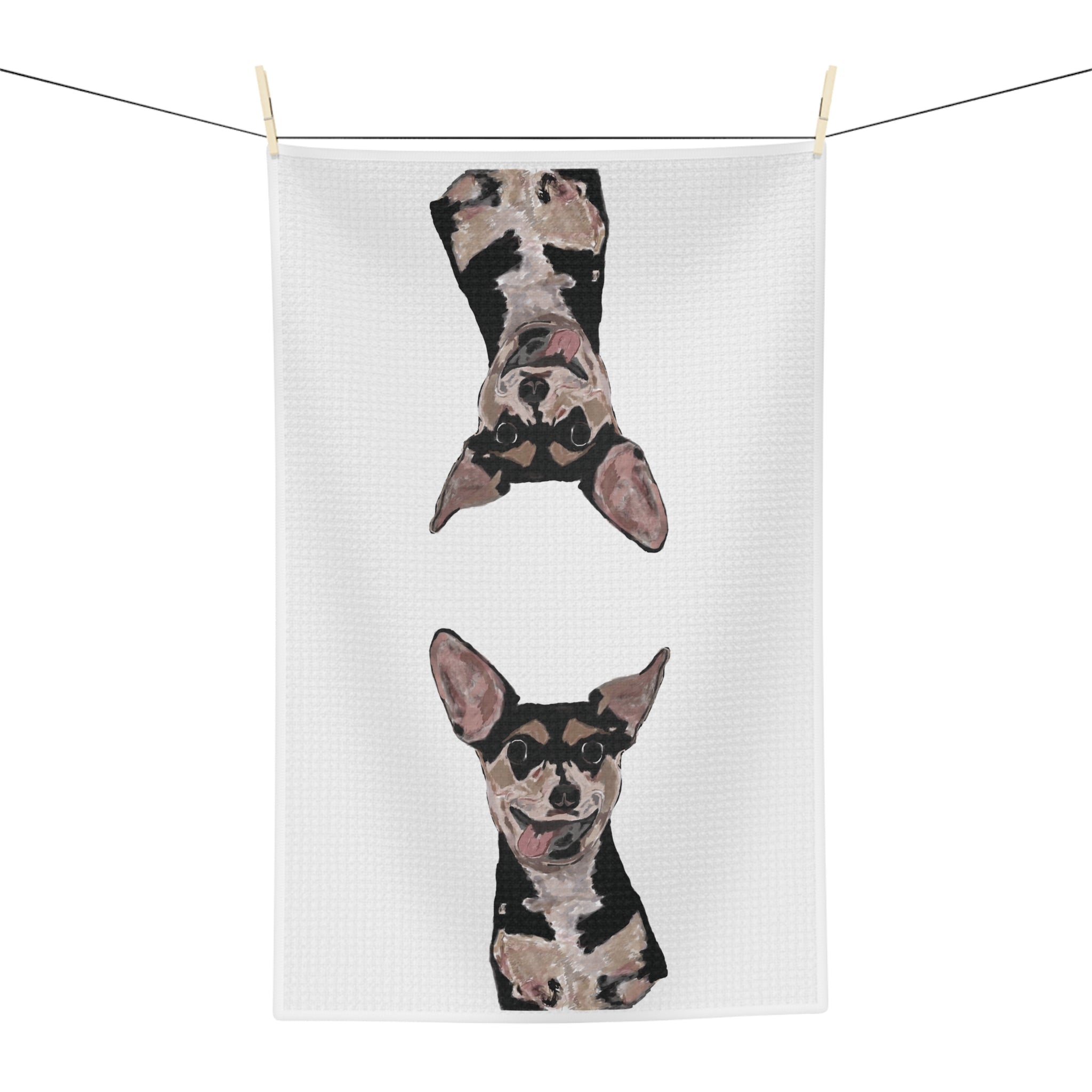 Rascal Chihuahua Microfiber Waffle Kitchen Towel - Blue Cava