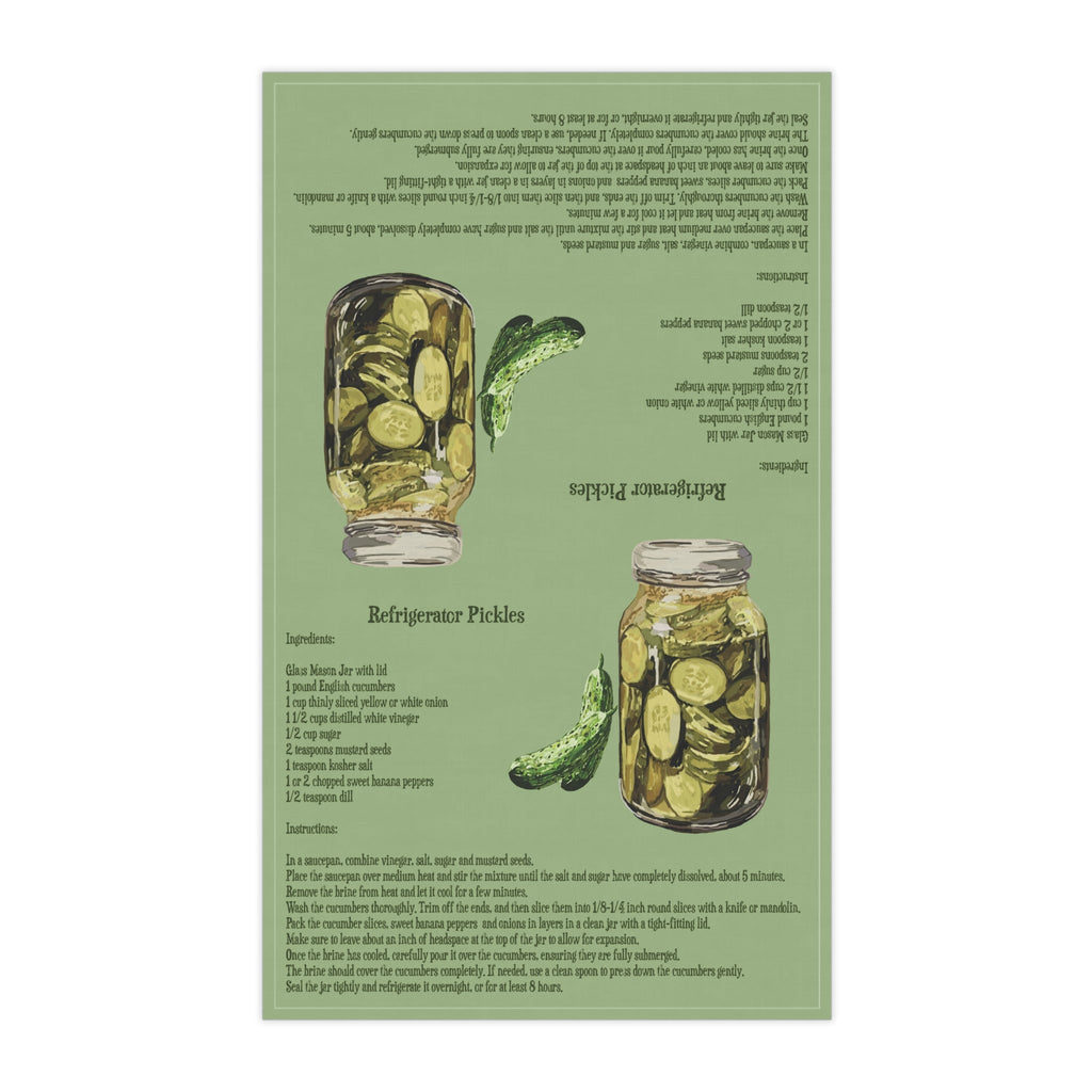 Refrigerator Pickle Recipe Linen Kitchen Tea Towels 18 x 30 in cotton twill or polyester - Blue Cava