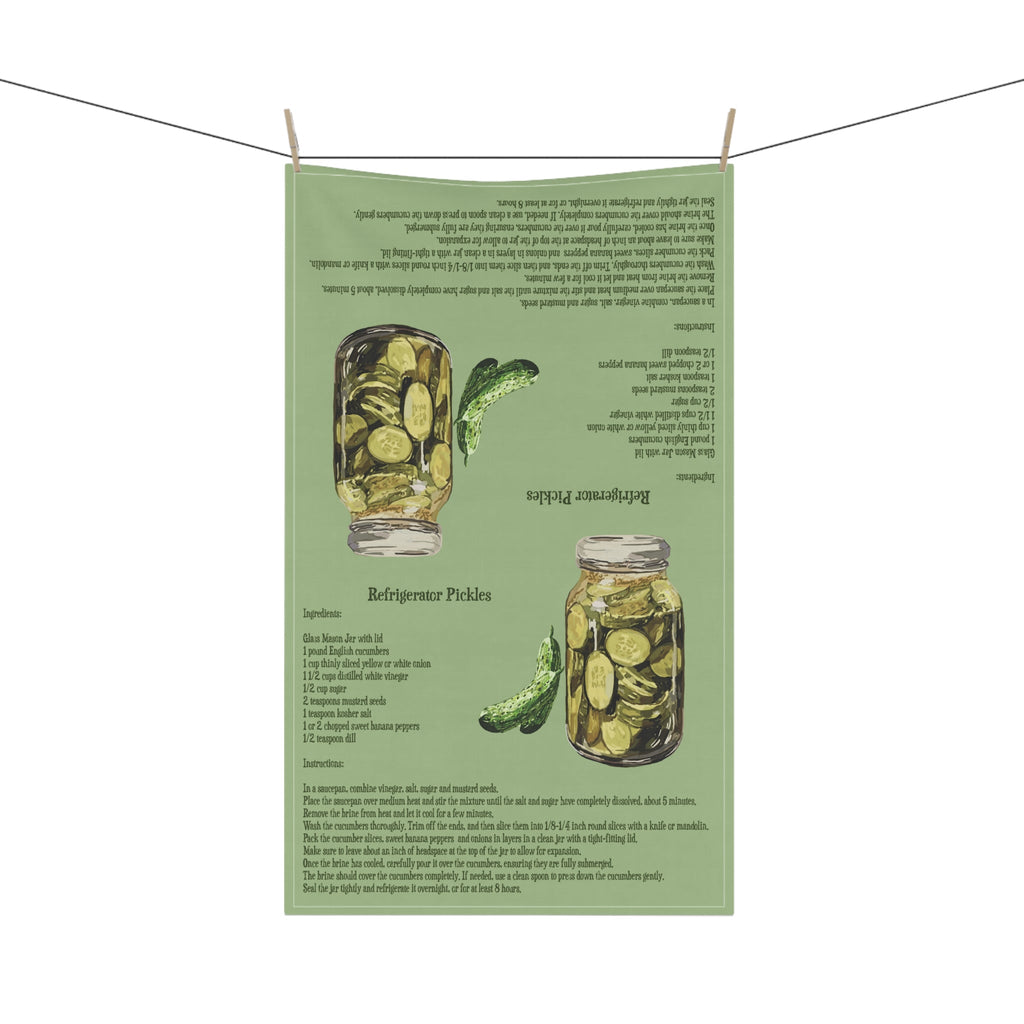Refrigerator Pickle Recipe Linen Kitchen Tea Towels 18 x 30 in cotton twill or polyester - Blue Cava