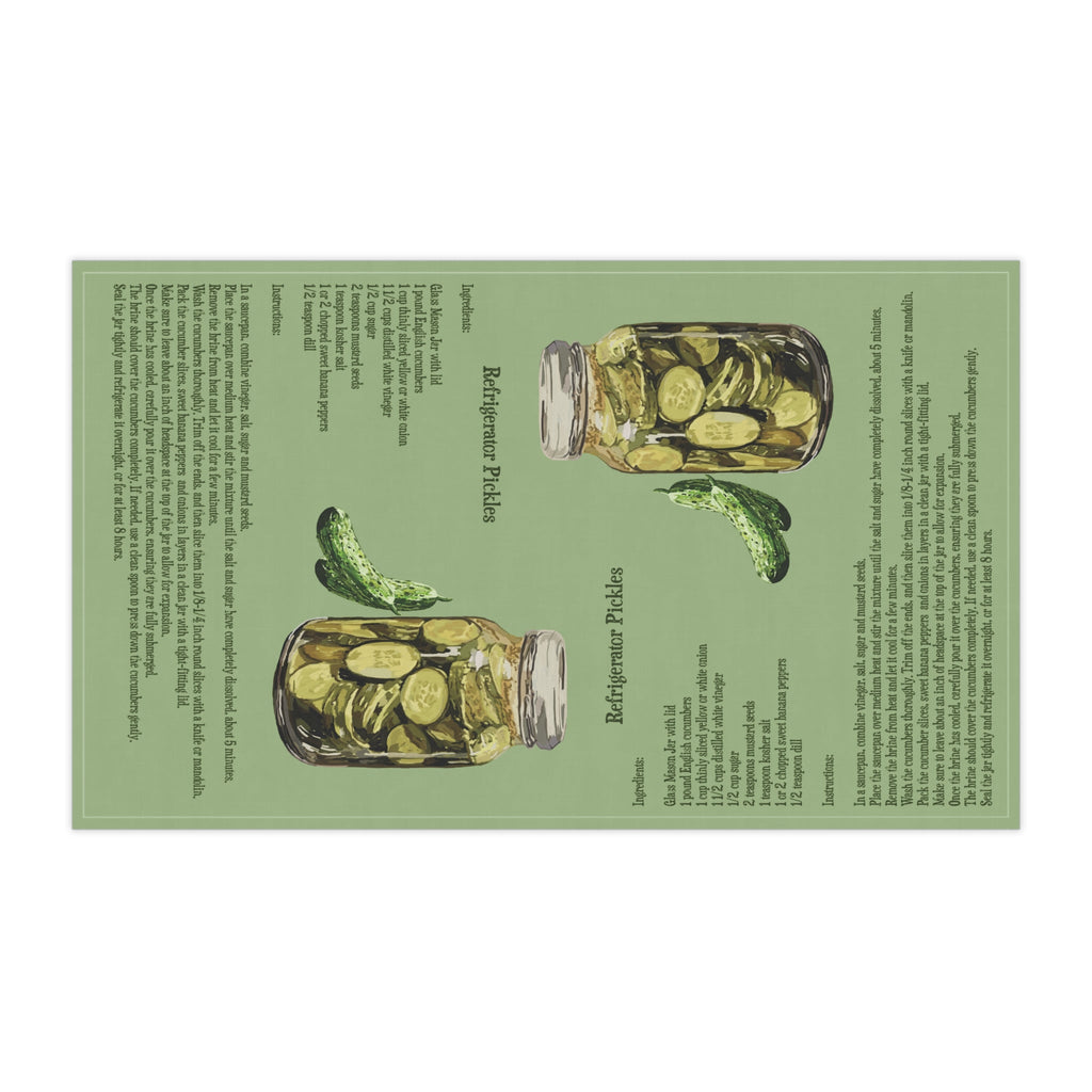 Refrigerator Pickle Recipe Linen Kitchen Tea Towels 18 x 30 in cotton twill or polyester - Blue Cava