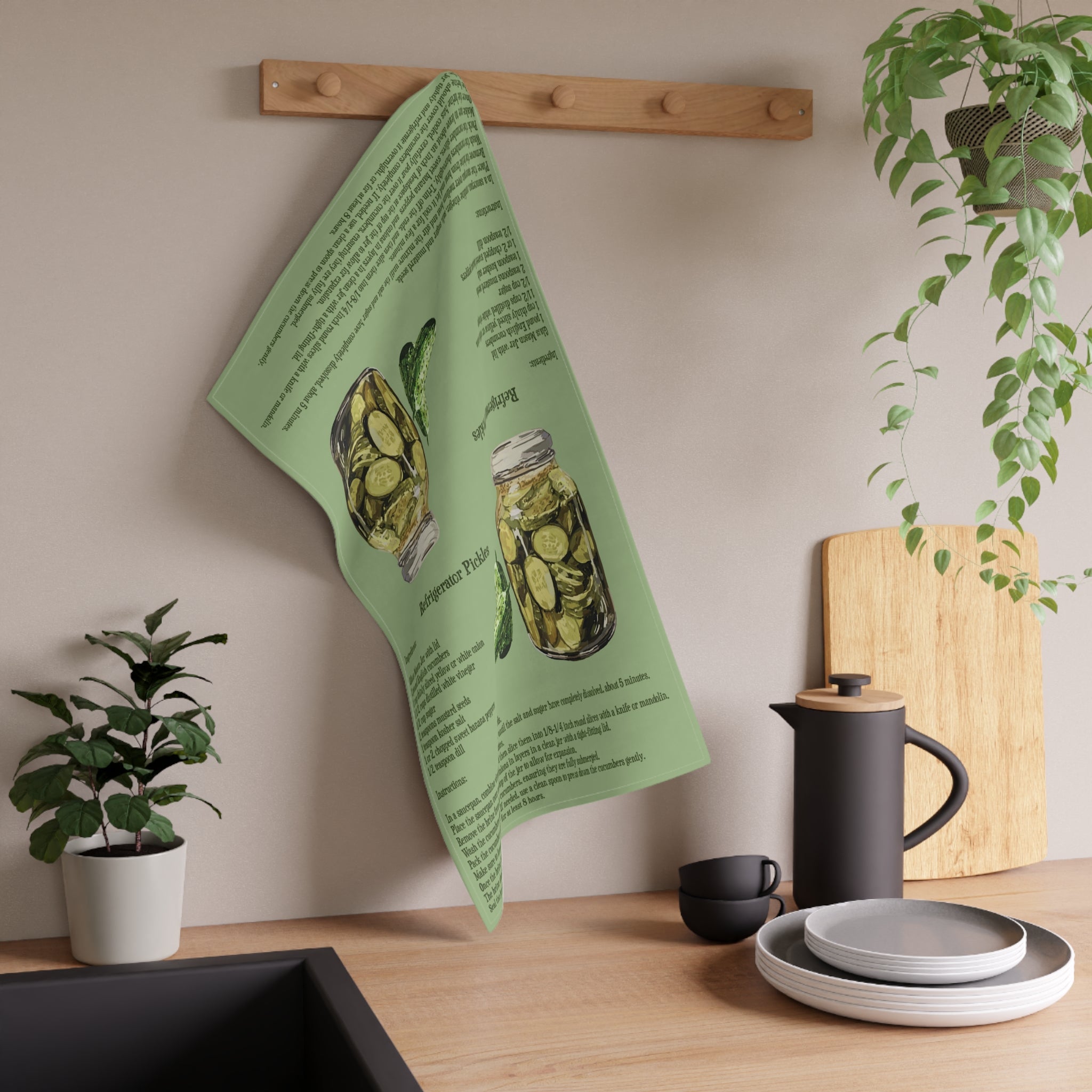Refrigerator Pickle Recipe Linen Kitchen Tea Towels 18 x 30 in cotton twill or polyester - Blue Cava