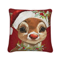 Reindeer "Cinnamon" Premium Cotton Linen Pillow - Blue Cava