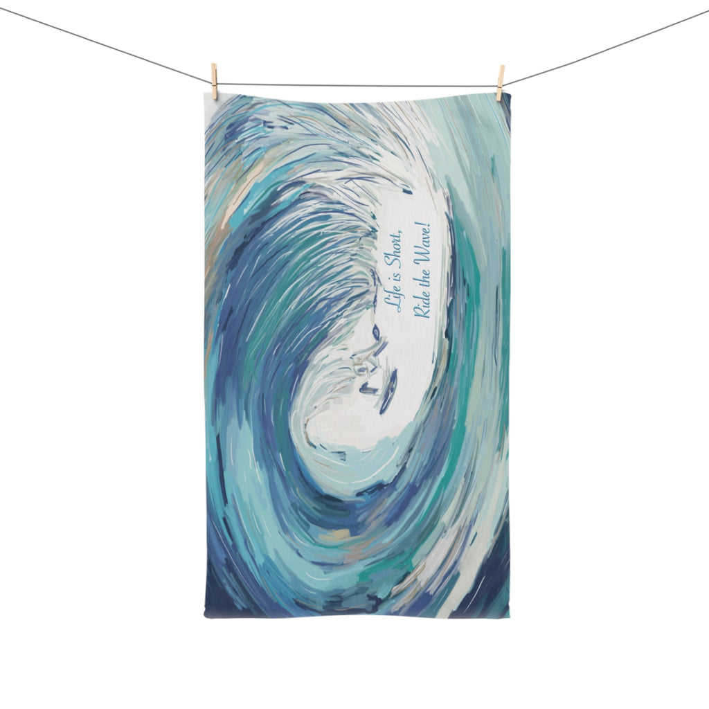 Ride the Wave Cotton Hand Towel - Blue Cava