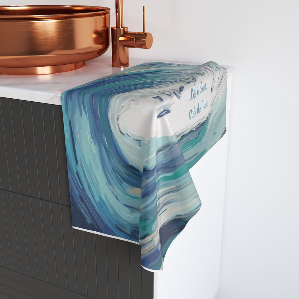 Ride the Wave Cotton Hand Towel - Blue Cava