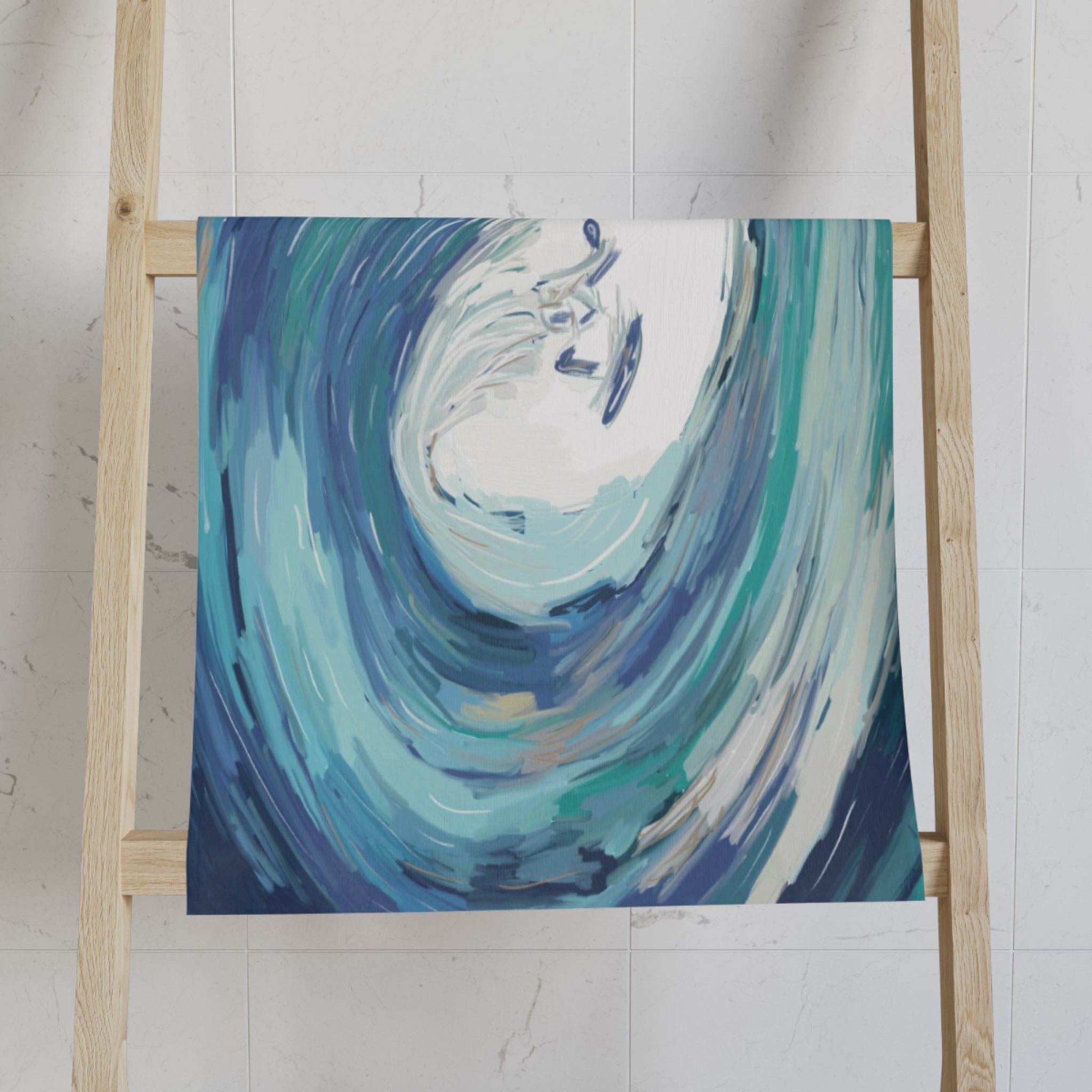 Ride the Wave Cotton Hand Towel - Blue Cava