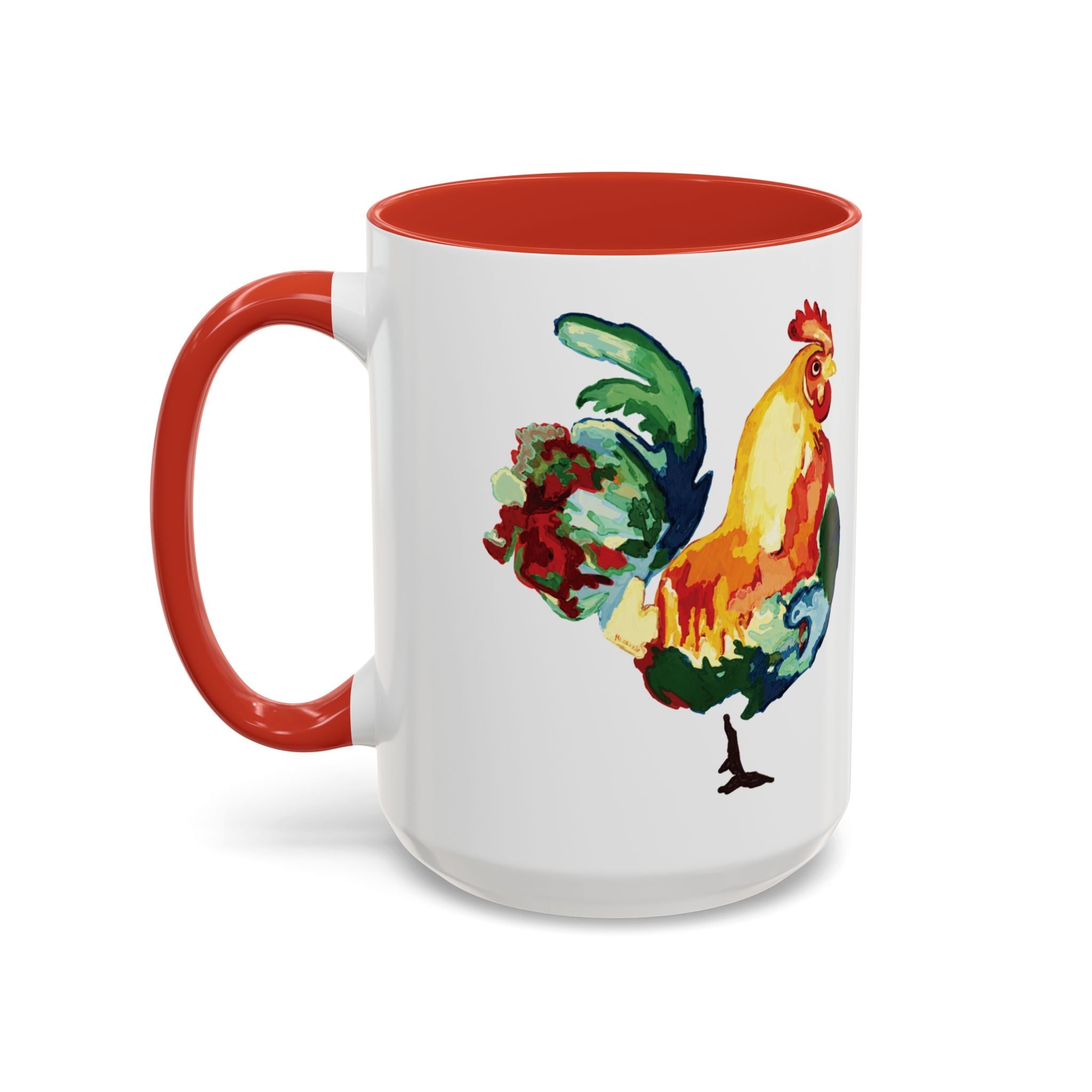 Rooster Two Tone Ceramic Coffee Mugs - Blue Cava