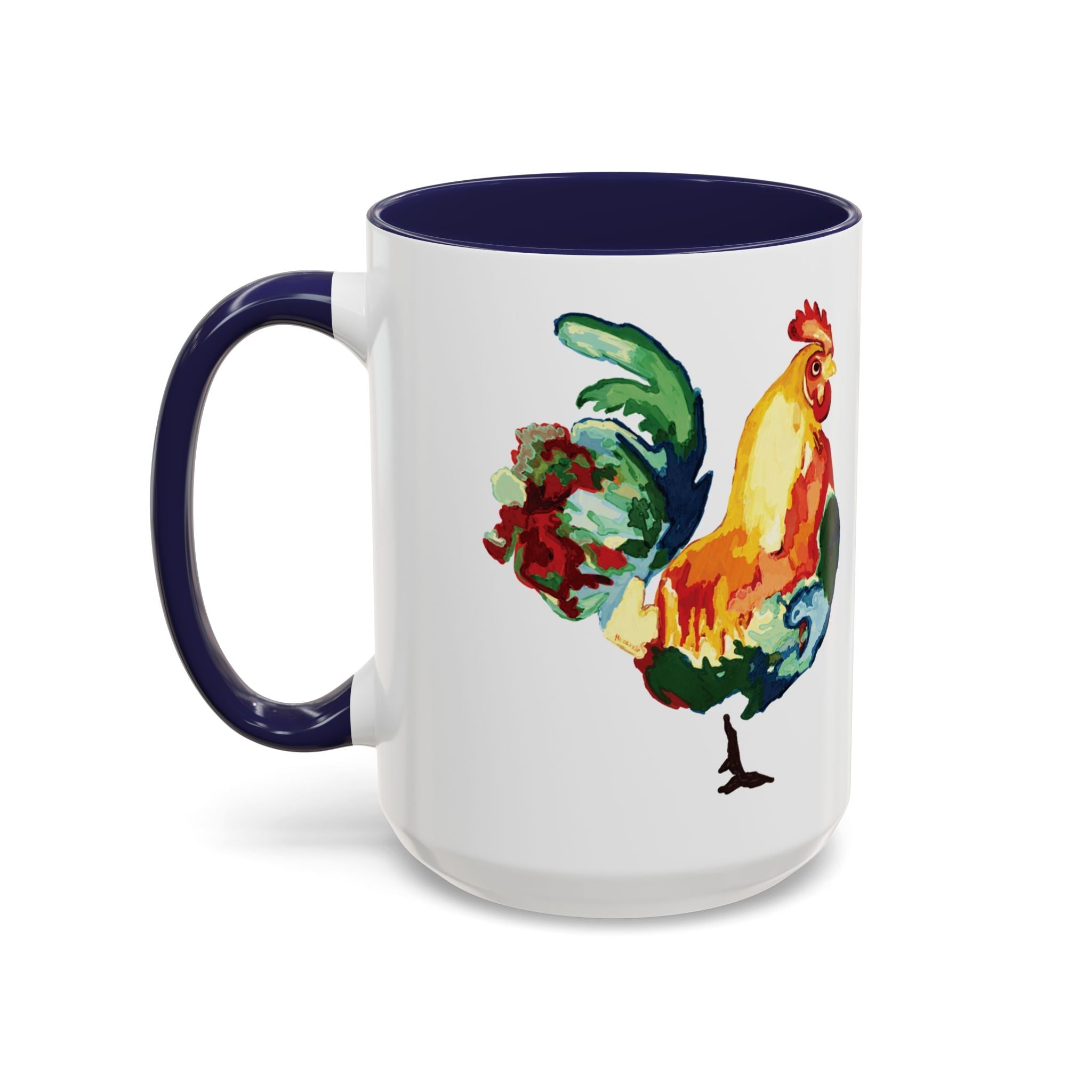 Rooster Two Tone Ceramic Coffee Mugs - Blue Cava
