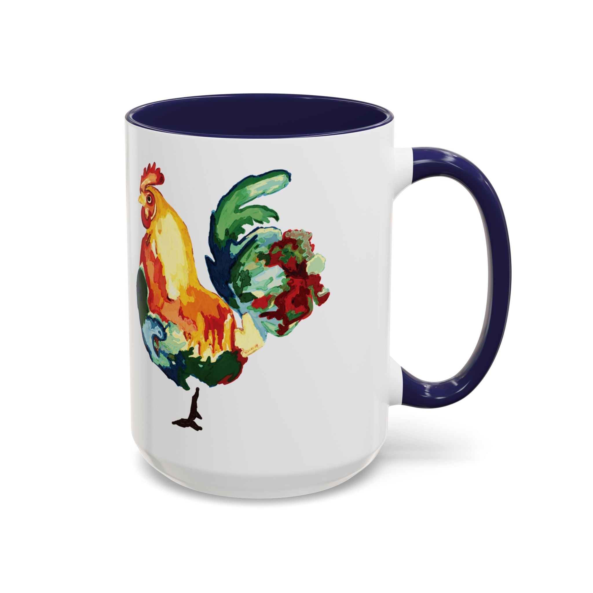 Rooster Two Tone Ceramic Coffee Mugs - Blue Cava