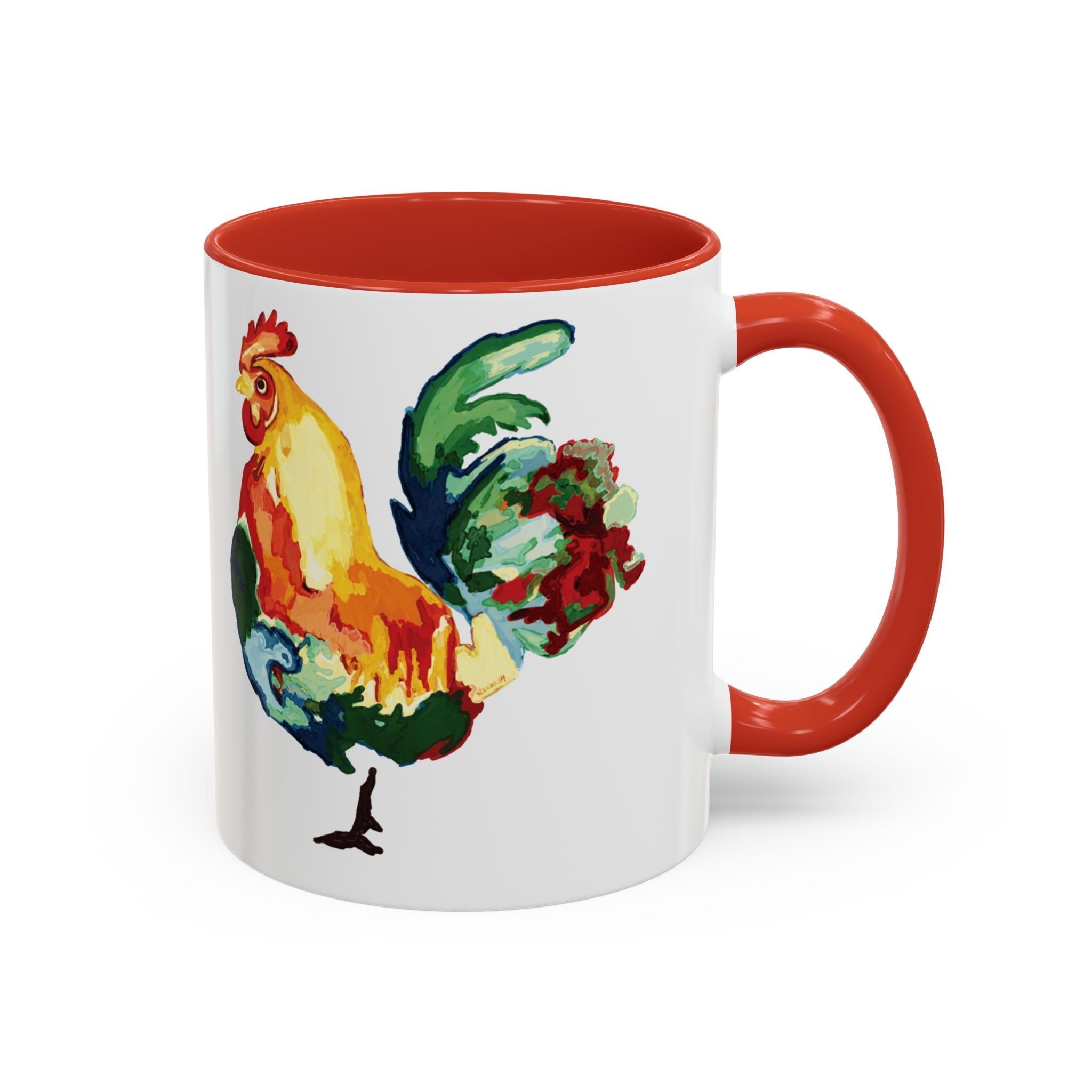 Rooster Two Tone Ceramic Coffee Mugs - Blue Cava