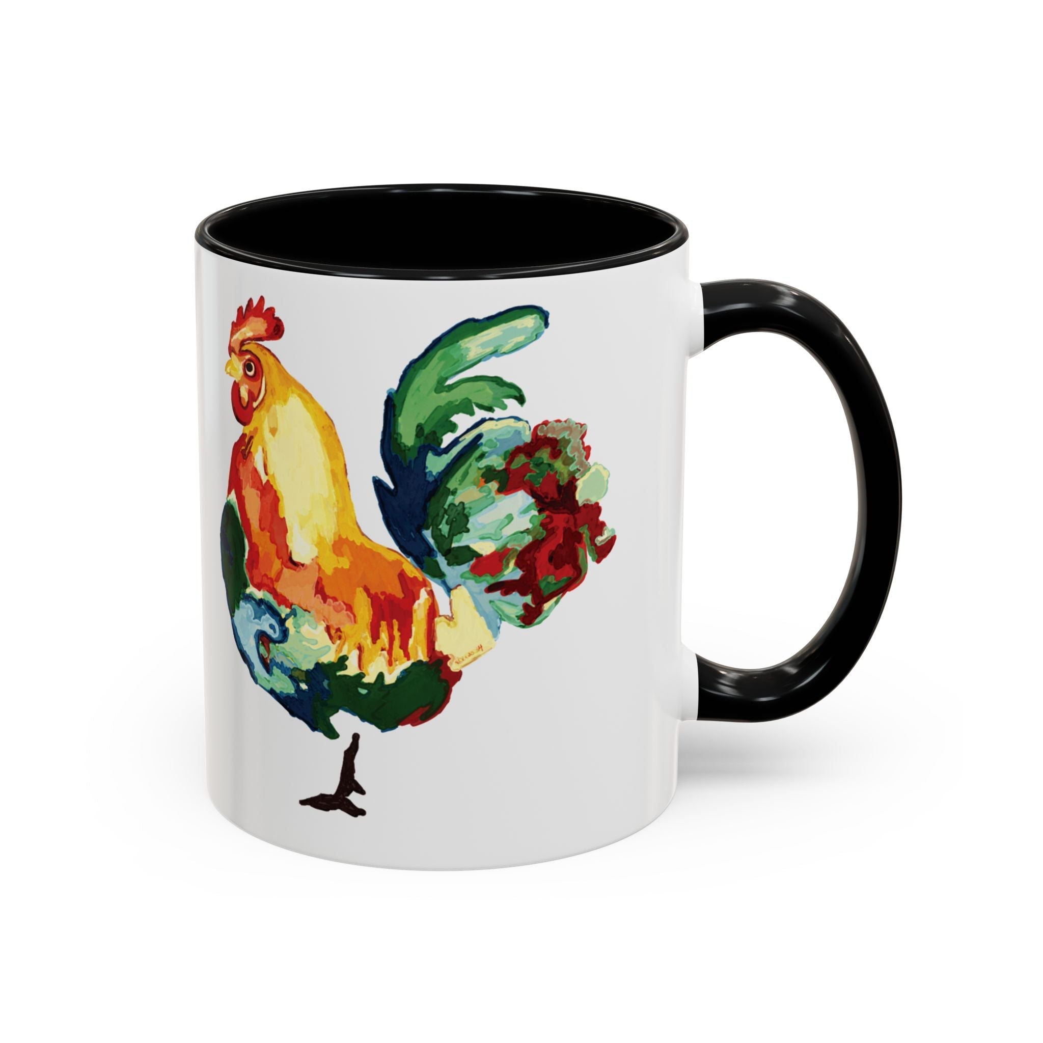 Rooster Two Tone Ceramic Coffee Mugs - Blue Cava