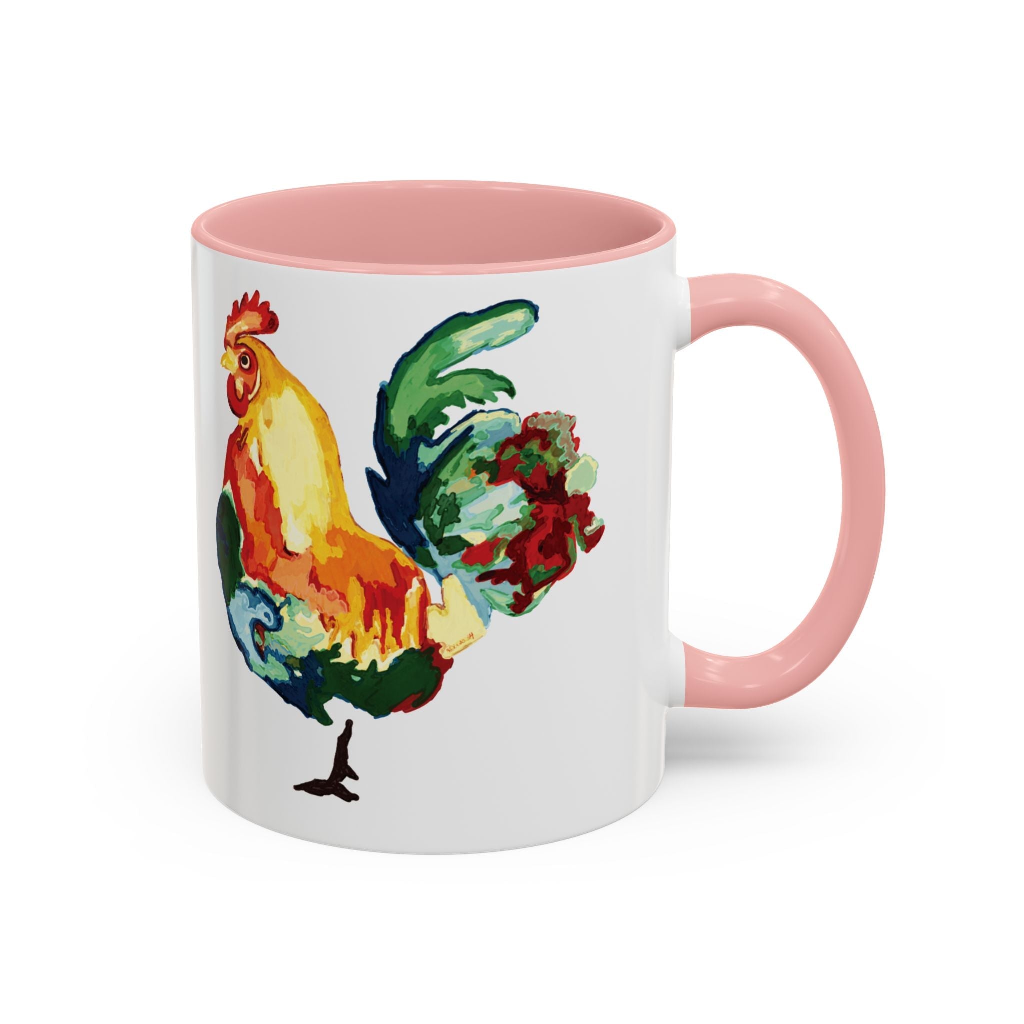 Rooster Two Tone Ceramic Coffee Mugs - Blue Cava