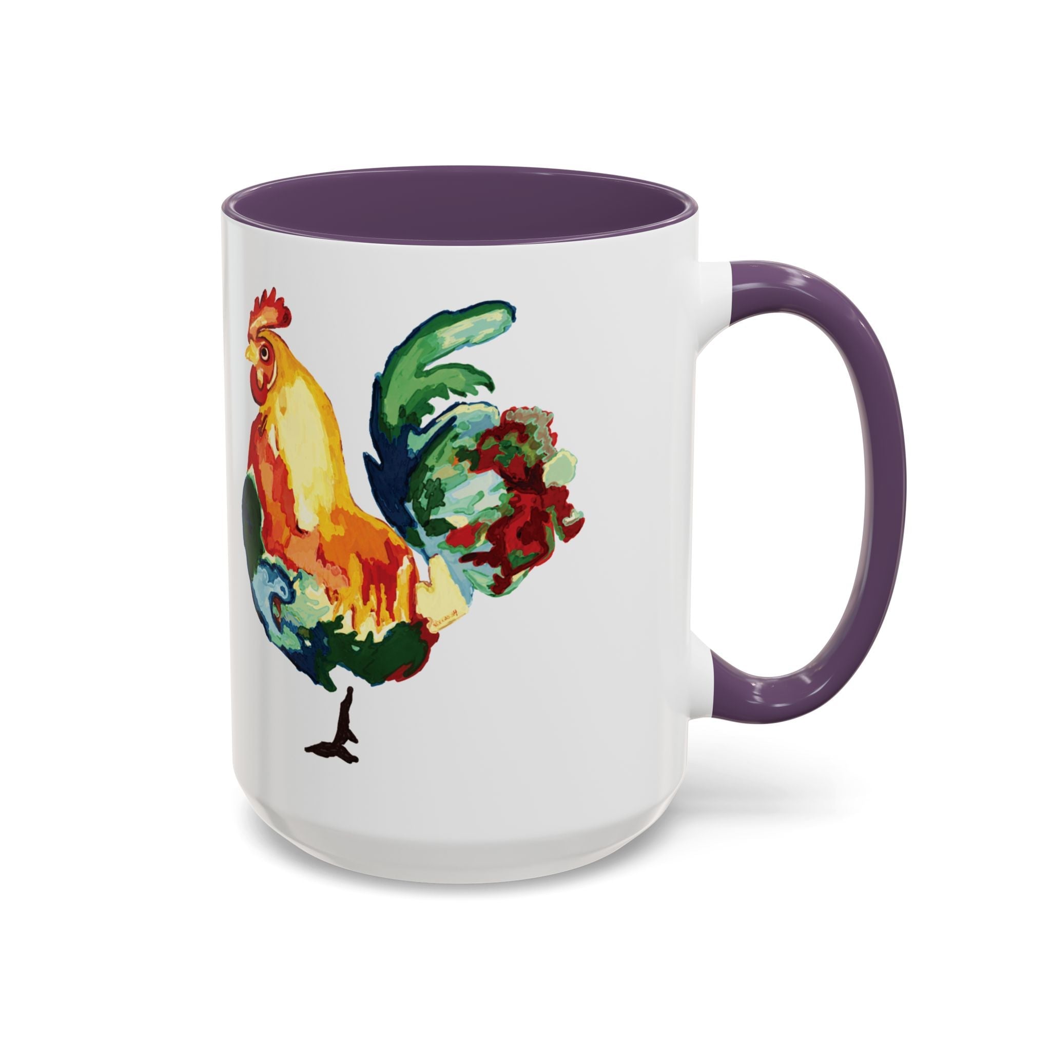Rooster Two Tone Ceramic Coffee Mugs - Blue Cava
